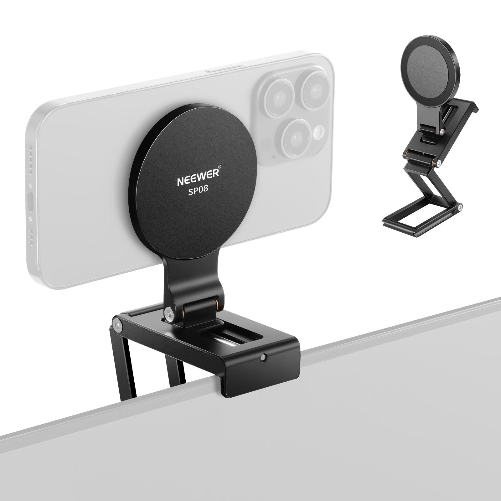 NEEWER SP08 Universal Smartphone Camera Mount for Desktop Monitor - Perfect for Live Streaming, Video Calls & Content Creation