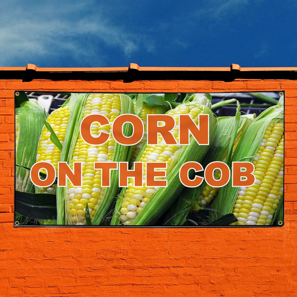 Corn on the Cob Vinyl Banner - 16x40in Outdoor Advertising Sign with Grommets for Festivals & Markets