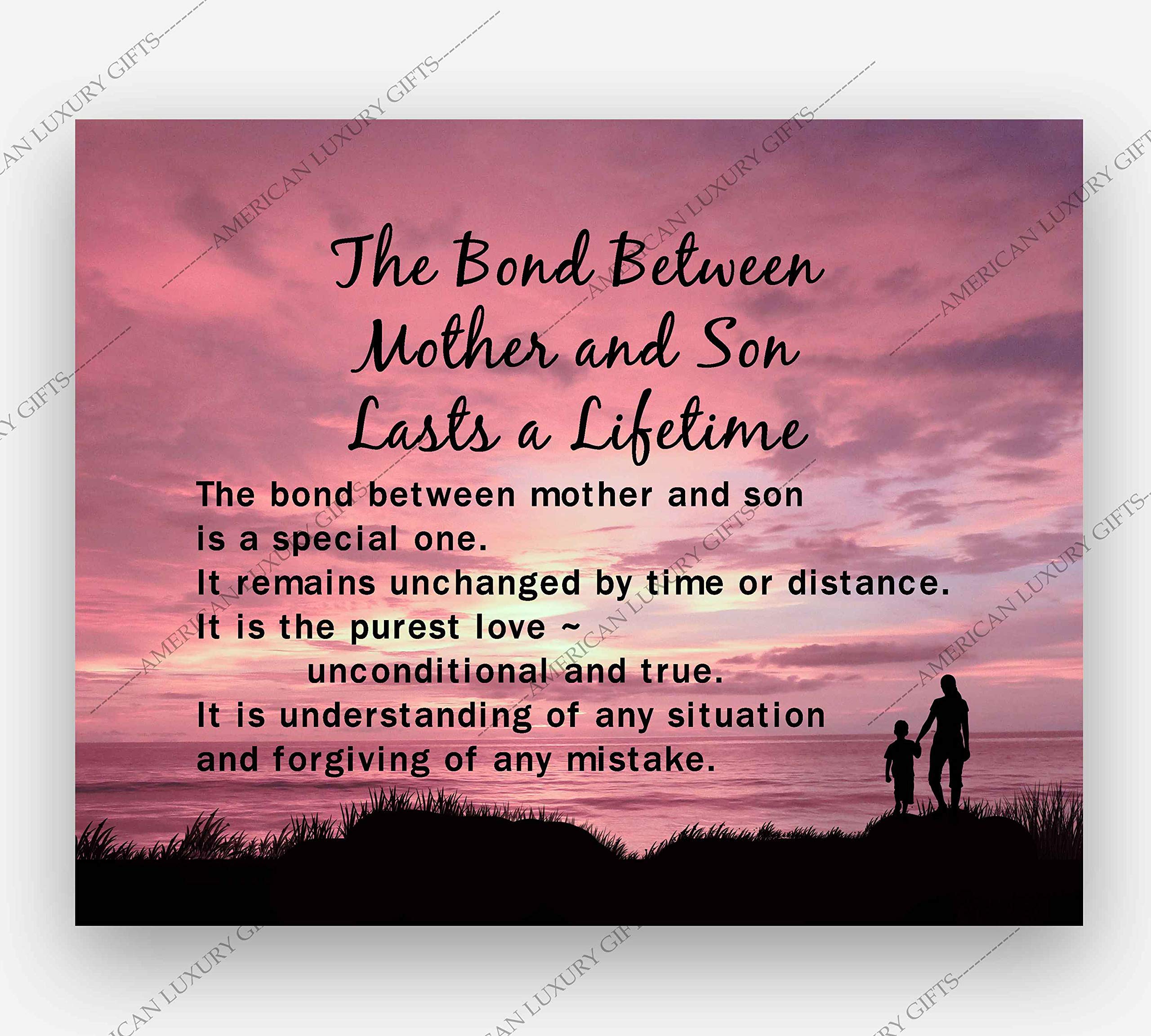 Mother & Son Sunset Landscape Inspirational Wall Art Print - Motivational Home Decor for Living Room, Bedroom & Office - Unframed 8x10 - Perfect for Family Spaces & Gift Giving