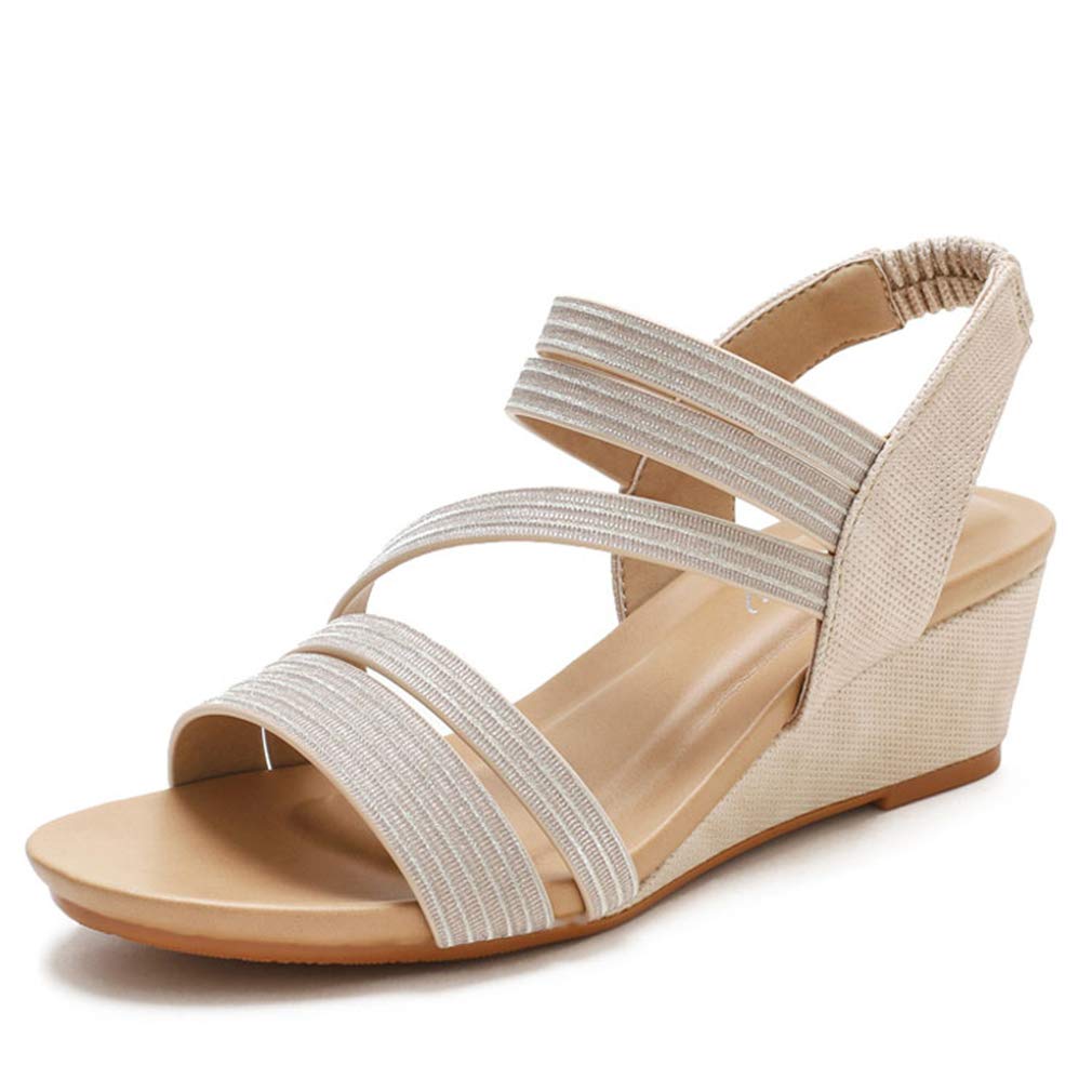 Catarry Women's Rhinestone Hollow Out Wedge Sandals - Bohemian Retro Roman Style Dress Sandals for Summer Beach Wedding Party & Vacation