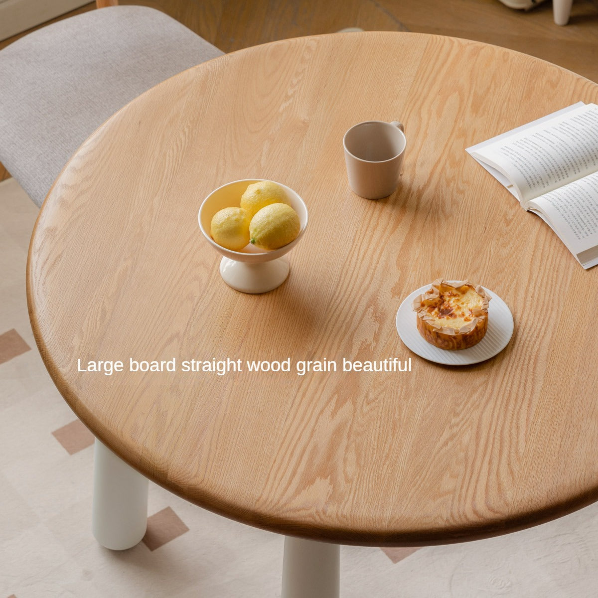 Oak Solid Wood Modern Round Dining Table - Elegant & Durable for Home, Office, and Conference Room Meetings