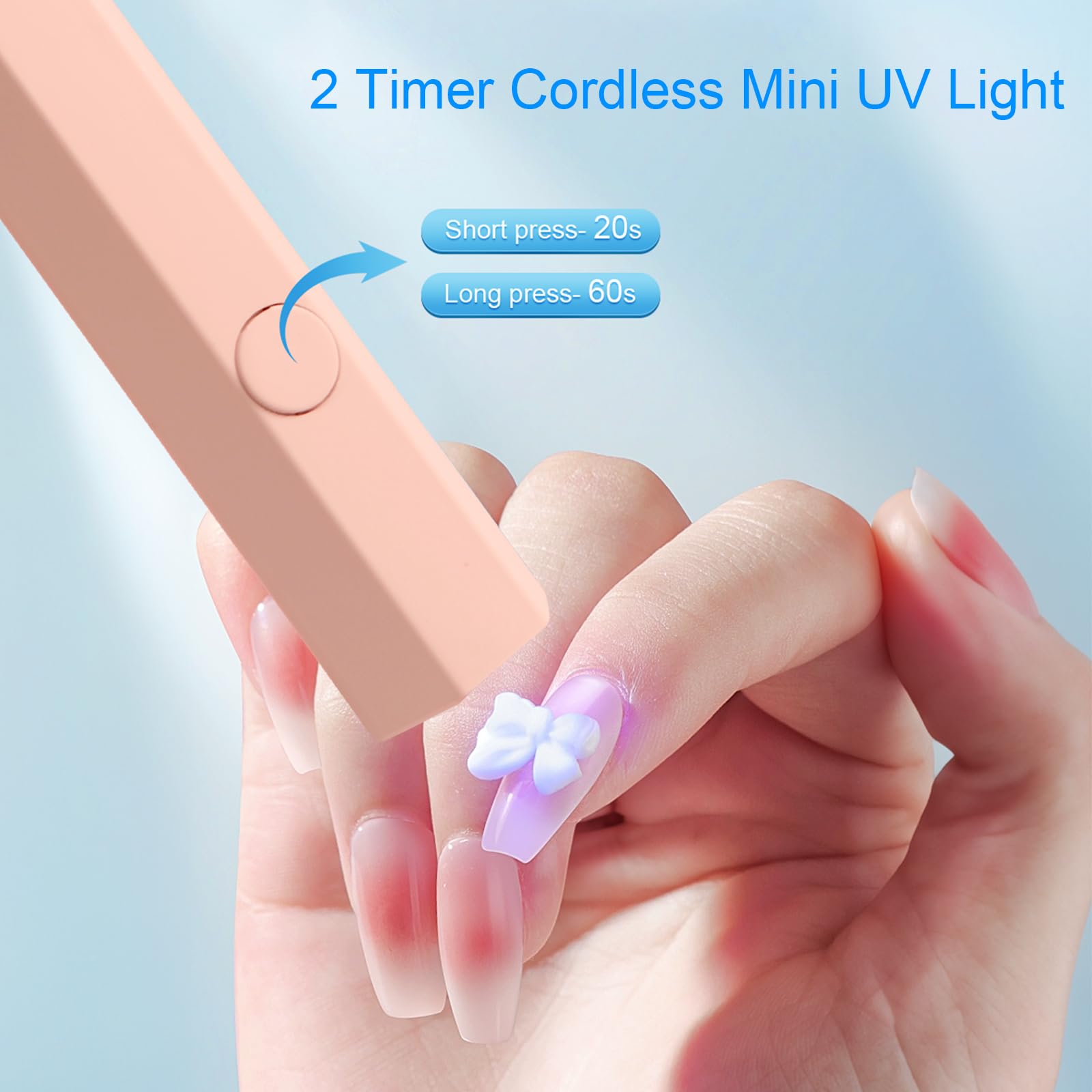 ANRUI Mini UV Nail Lamp for Gel Polish - Cordless Rechargeable Handheld UV Light for Fast Curing, Portable & Lightweight DIY Gel Nail Kit - Perfect for Home Manicures, Travel, Salon Use (Pink)