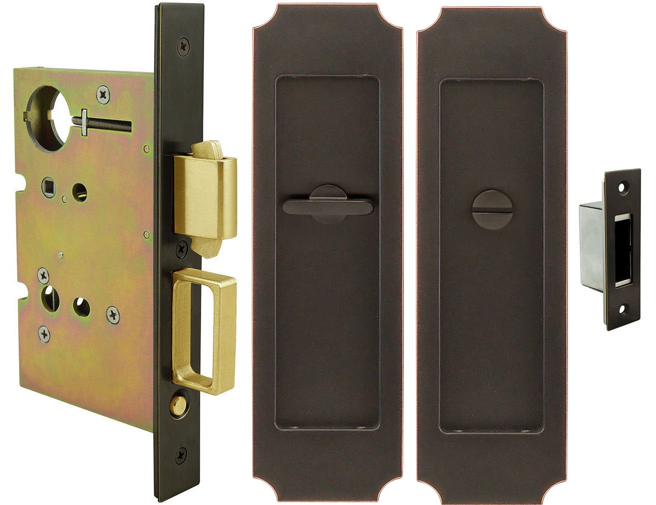 FH32PD8440-234-10B Mortise Pocket Door Privacy Lock - 2-3/4