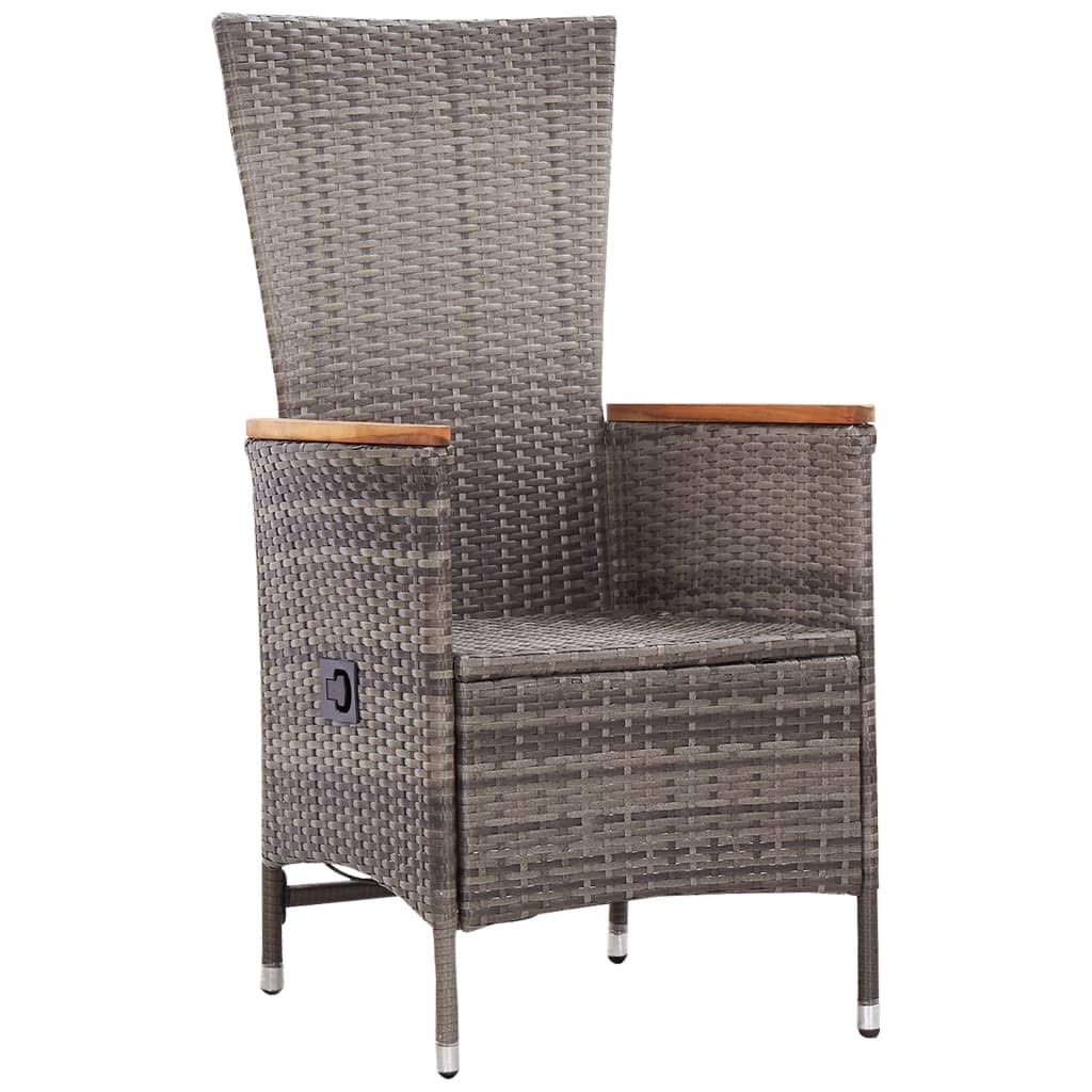 FAMIROSA 2-Piece Outdoor Patio Chairs Set with Cushions - Gray Poly Rattan Furniture for Garden, Poolside, Deck & Backyard Relaxation