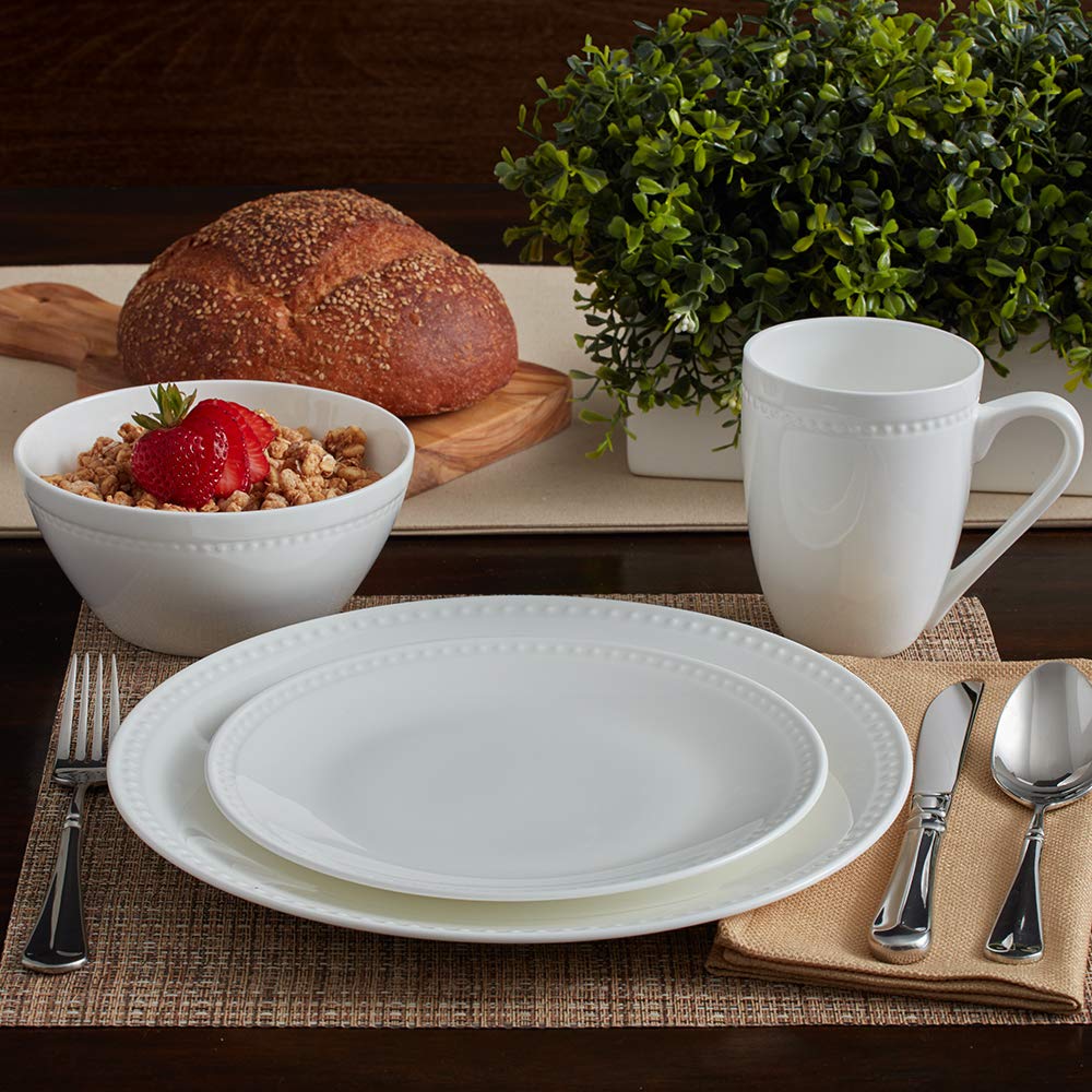 Mikasa 5224192 Loria 16-Piece Dinnerware Set for 4 - Elegant Porcelain Plates, Bowls & Mugs - Perfect for Family Dinners, Entertaining Guests & Everyday Use