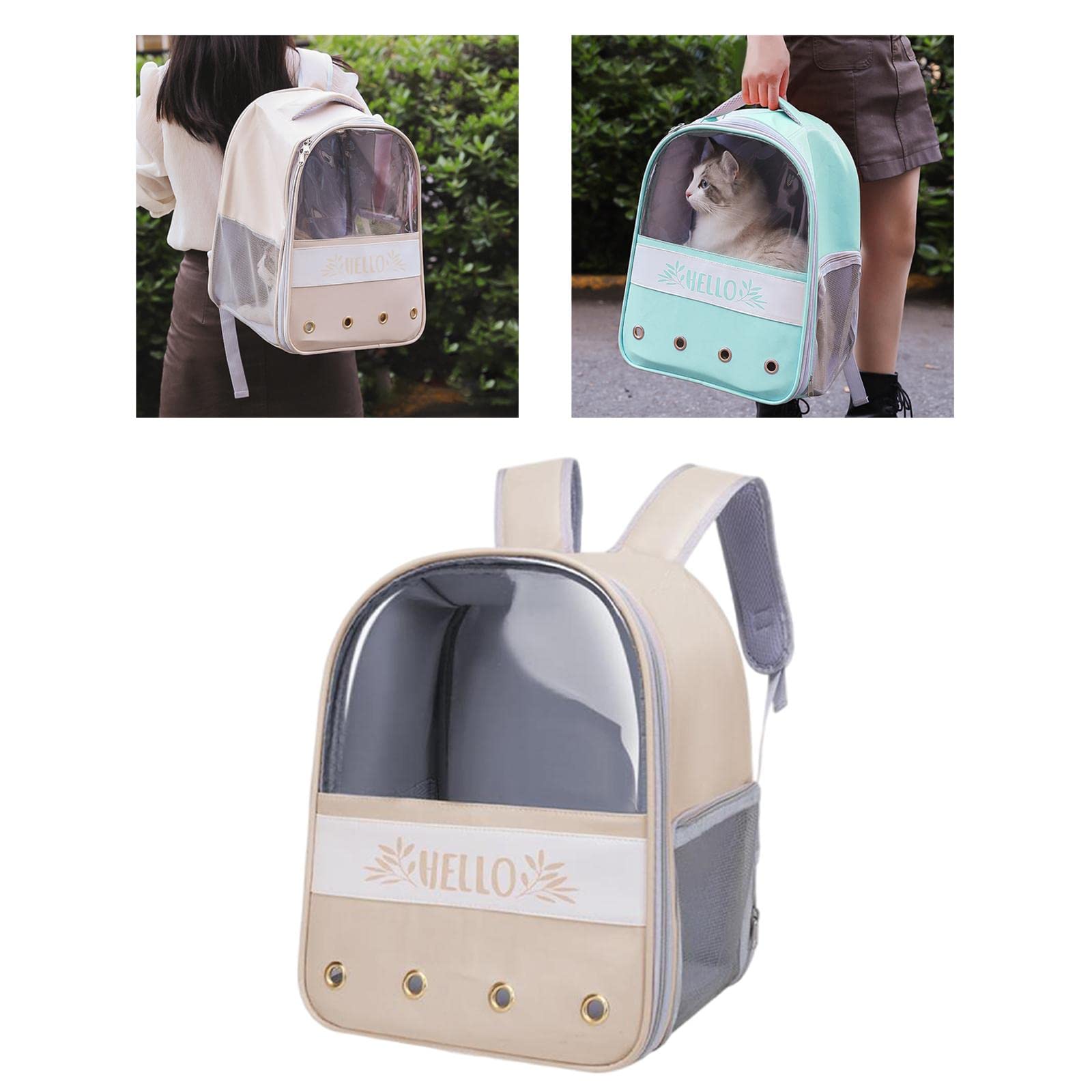 Durable Pet Carrier Backpack for Dogs & Cats - Soft Travel Tote Bag for Rabbits & Small Pets (Khaki) | Perfect for Air Travel, Hiking & Outdoor Adventures | Pet Supplies & Dog Carriers