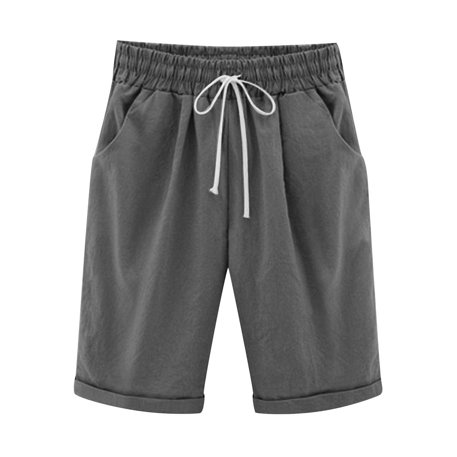 AMDBEL Women's Bermuda Shorts - Linen & Cotton Summer Lounge Shorts for Walking & Exercise