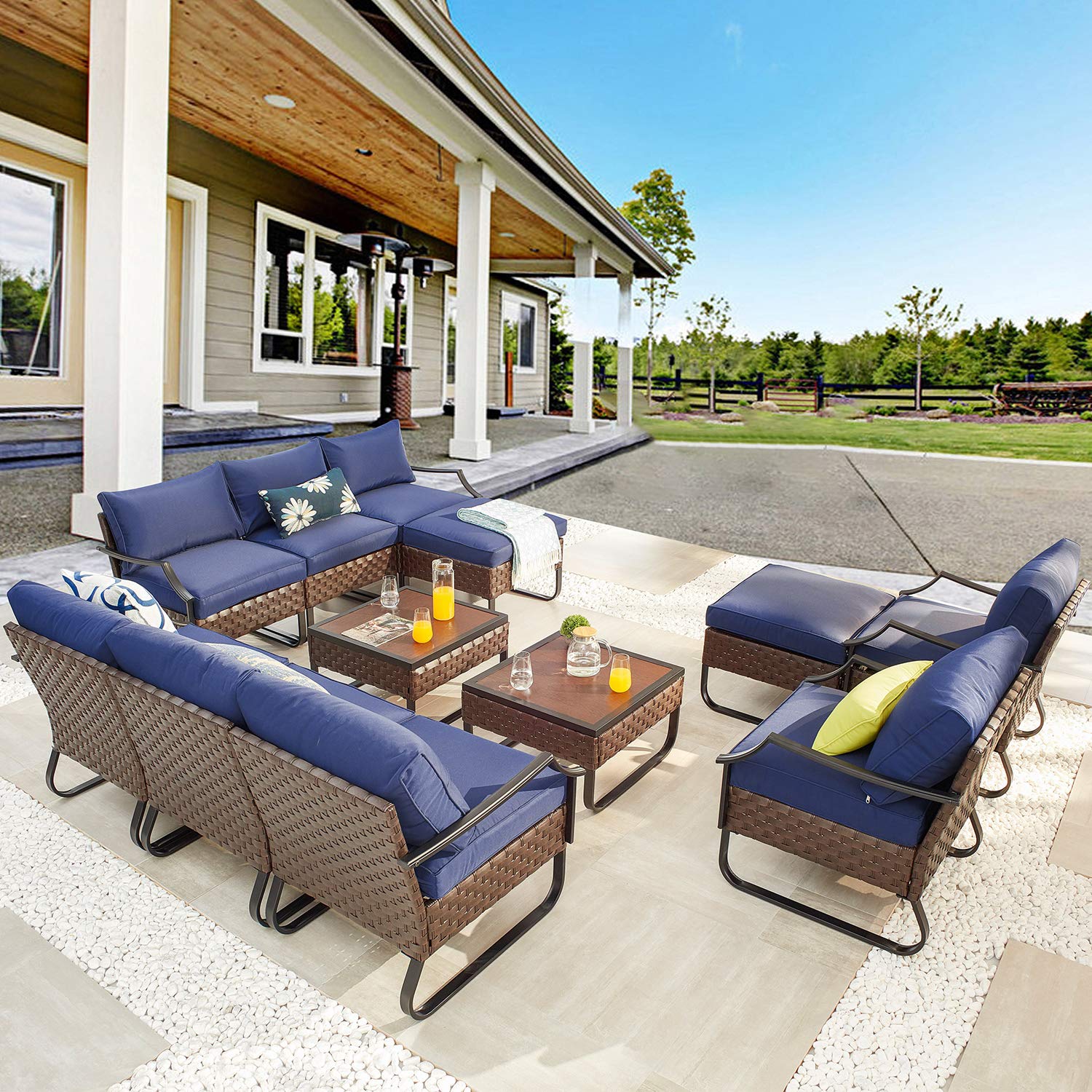 PatioFestival 12-Piece Outdoor Patio Furniture Set with Thick 8.66