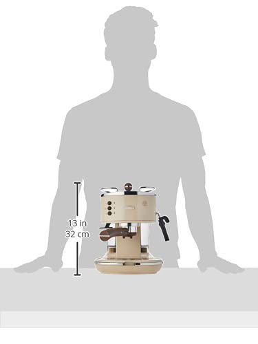 De'Longhi Vintage Icona Traditional Barista Pump Espresso Machine - 1.4L Cream Coffee Maker for Cappuccino & Latte | Perfect for Home Baristas & Coffee Lovers | ECOV311BG