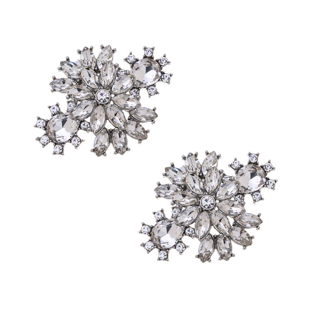 2Pcs Elegant Double Layer Flower Shoe Clips with Rhinestones - Shoe & Hat Accessories for Women - Perfect for Weddings, Parties, and Special Occasions