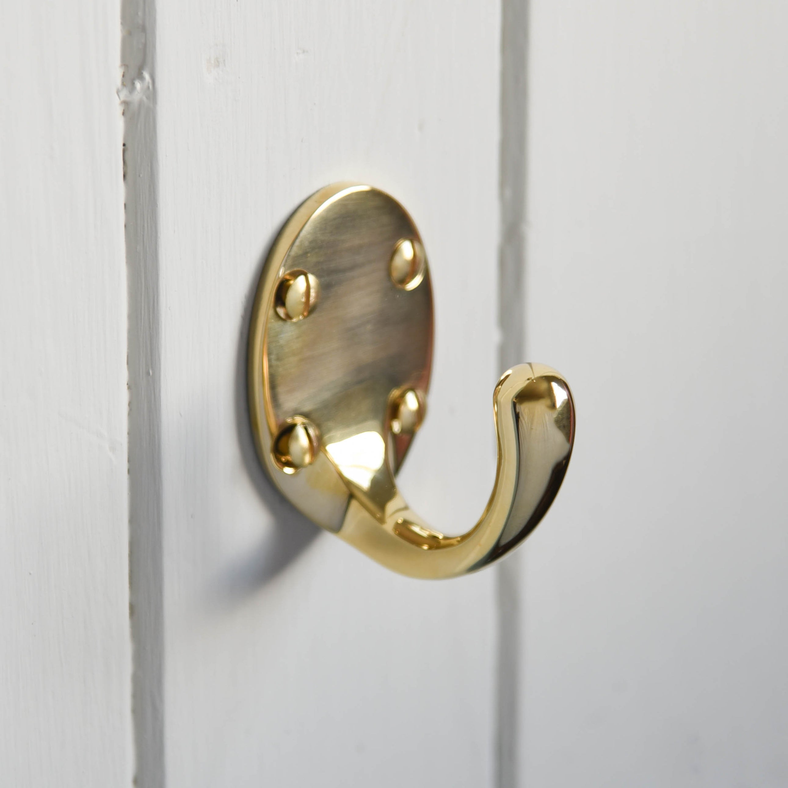 Polished Brass Single Wardrobe Hook - Heavy Duty Large Wall Mounted Clothes Hanger for Bedroom, Bathroom & Entryway Organization