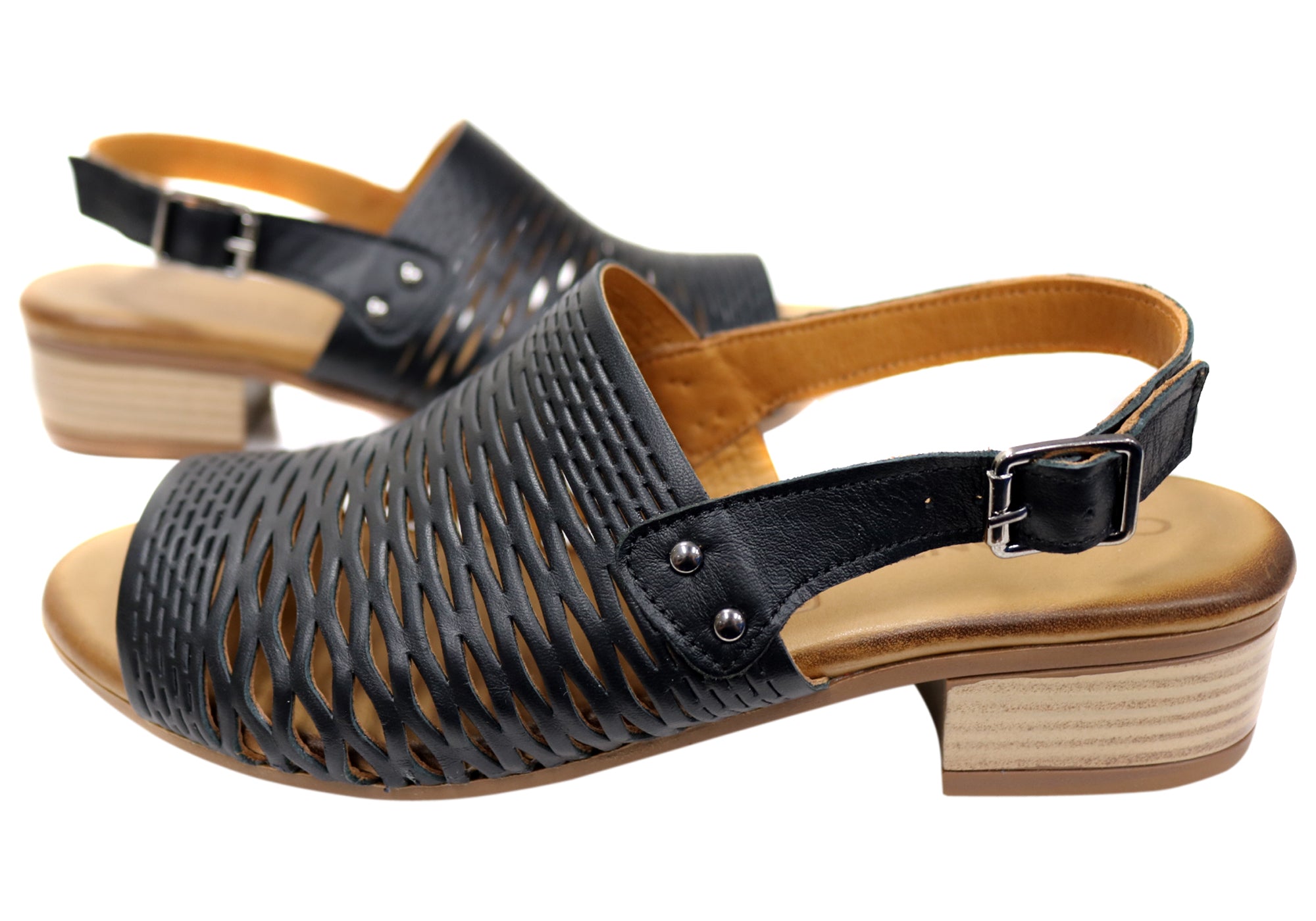 Orizonte Greta Women's Comfortable Low Heel Sandals - Genuine European Leather - Perfect for Summer, Beach, and Casual Outings