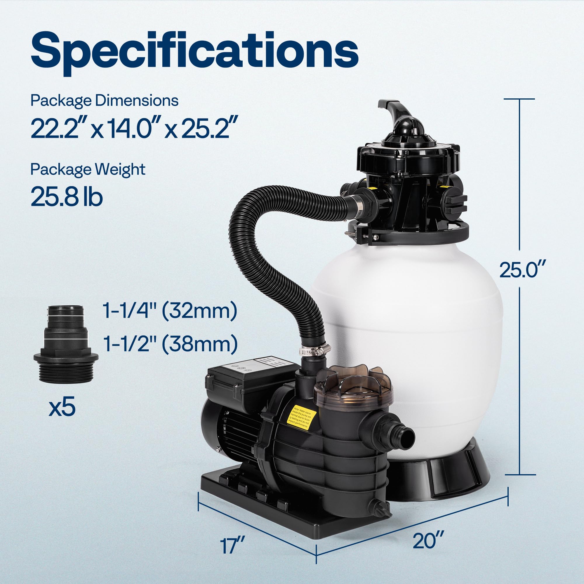 VIVOHOME 12 Inch Sand Filter Pump with Timer, 2087 GPH for 10000 Gallon Above Ground Pools, 7-Way Valve & 28.7 lb Sand Capacity – Perfect for Backyard Swimming Pool Maintenance & Water Filtration