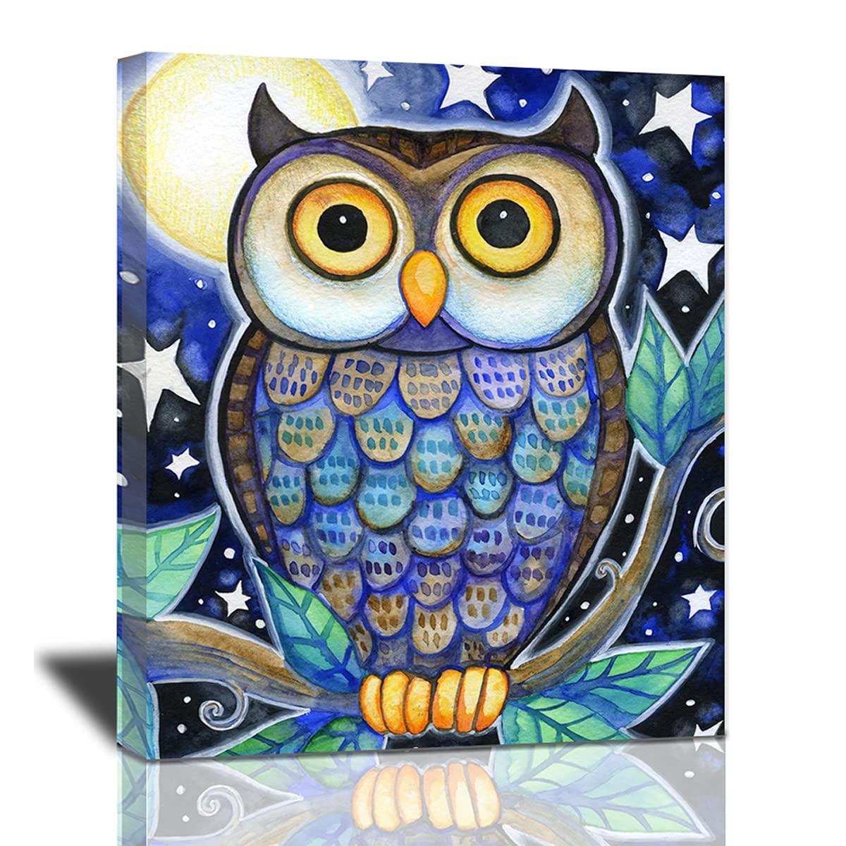 Funny Owl Canvas Wall Art - Modern Animal Painting for Home Decor, Living Room, Bathroom & Office - Ready to Hang | Perfect for Nursery, Bedroom & Gift Giving
