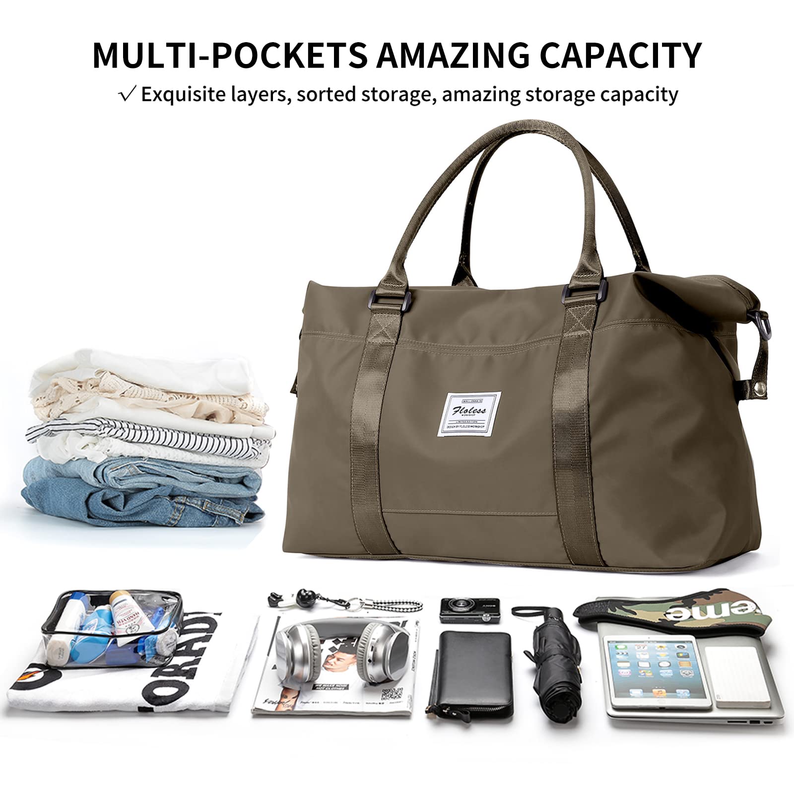 Best Travel Duffel Bag for Women - Lightweight Sports Tote & Gym Shoulder Bag - Perfect as Weekender Overnight Bag for Travel, Workout, Yoga, and Weekend Getaways