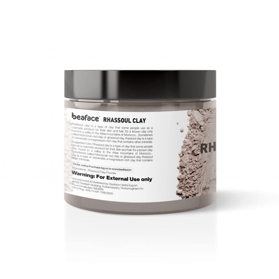 Beaface Rhassoul Clay Powder & Rosewater Spray Combo Pack for Dry & Oily Skin - 100g Each (2-Piece Set) | Deep Cleansing & Hydrating Skincare for Clear, Glowing Complexion | Perfect for Facial Masks, Detox Treatments & Daily Hydration