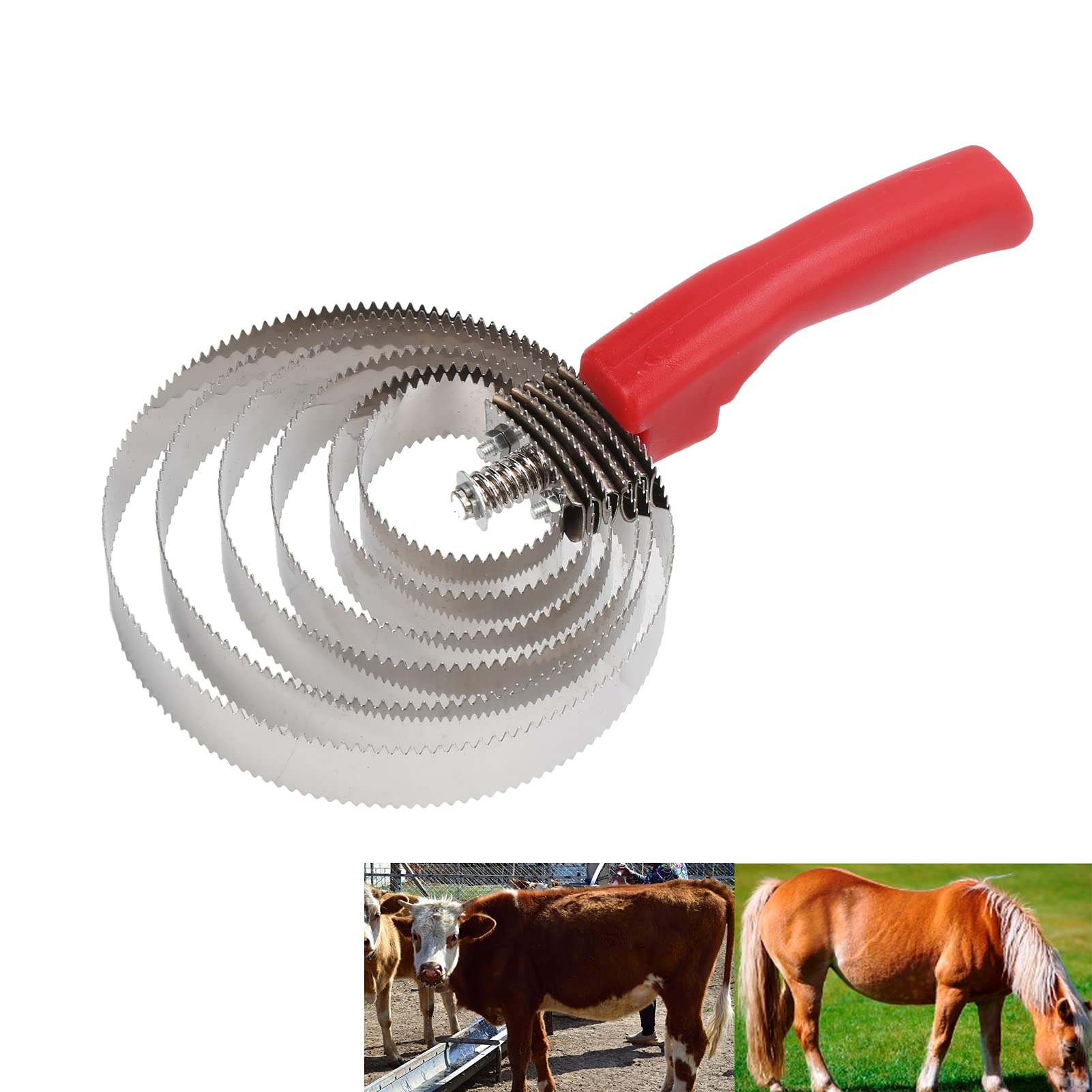 Premium Stainless Steel Livestock Grooming Brush - 6 Circle Cow & Horse Comb for Shedding & Hair Removal | Perfect for Equine Care, Cattle Grooming & Farm Animal Maintenance