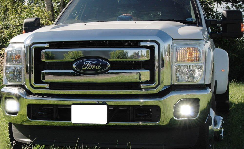 40W CREE LED Cube Fog Light Kit with Bezel Cover & Wiring Harness for 2011-2016 Ford F250 F350 F450 Trucks - Off-Road, Foggy Weather & Night Driving Lighting Upgrade