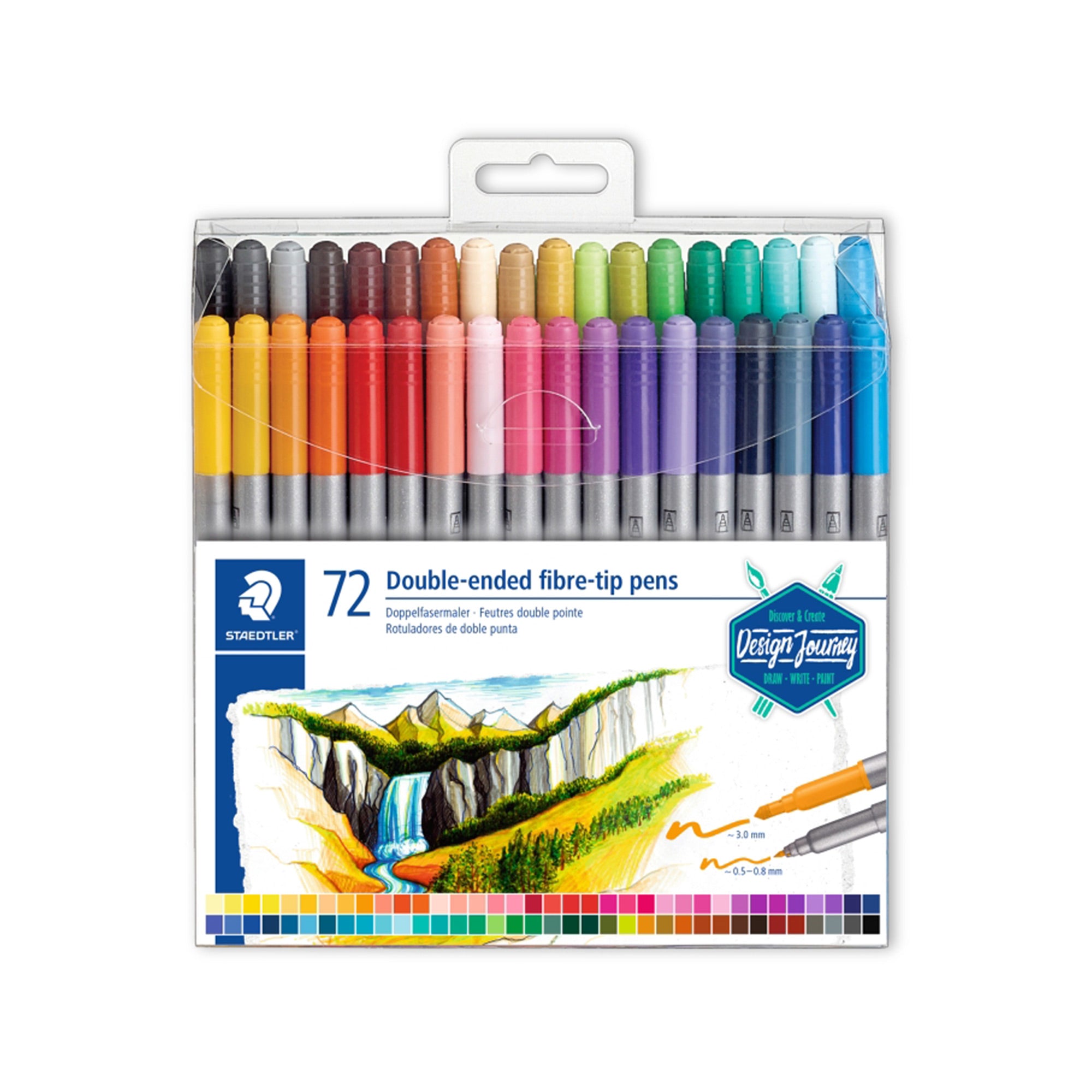 72 Pack Dual Tip Fiber Tip Markers - Fine & Broad Point for Coloring, Sketching, Note Taking & Art Projects - Vibrant Colors for Artists, Students & Crafters