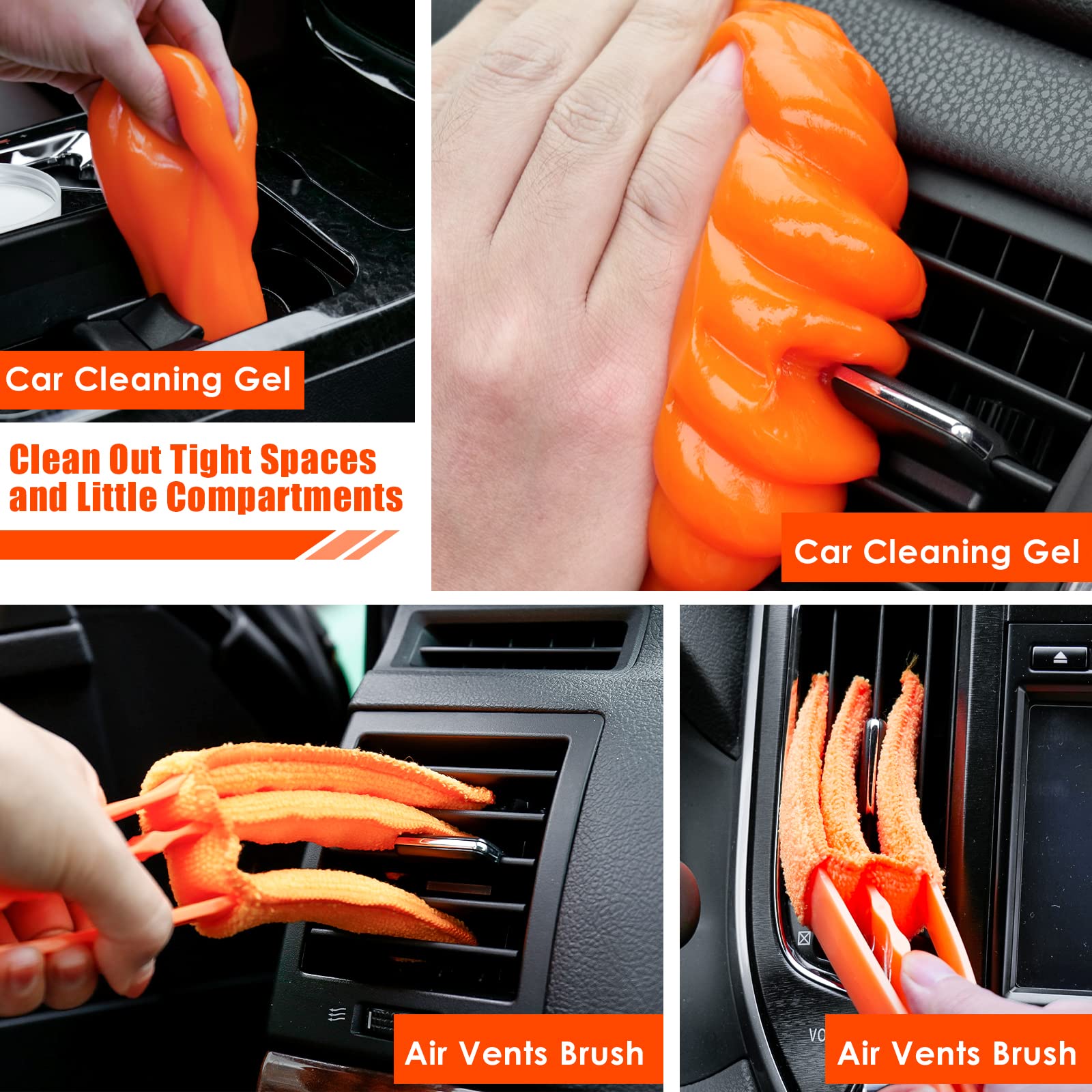17Pcs Car Detailing Kit with High Power Portable Vacuum - Interior Cleaner, Detailing Brushes, Windshield Cleaner - Perfect for Car Wash, Detailing & Maintenance for Men, Women & Teens