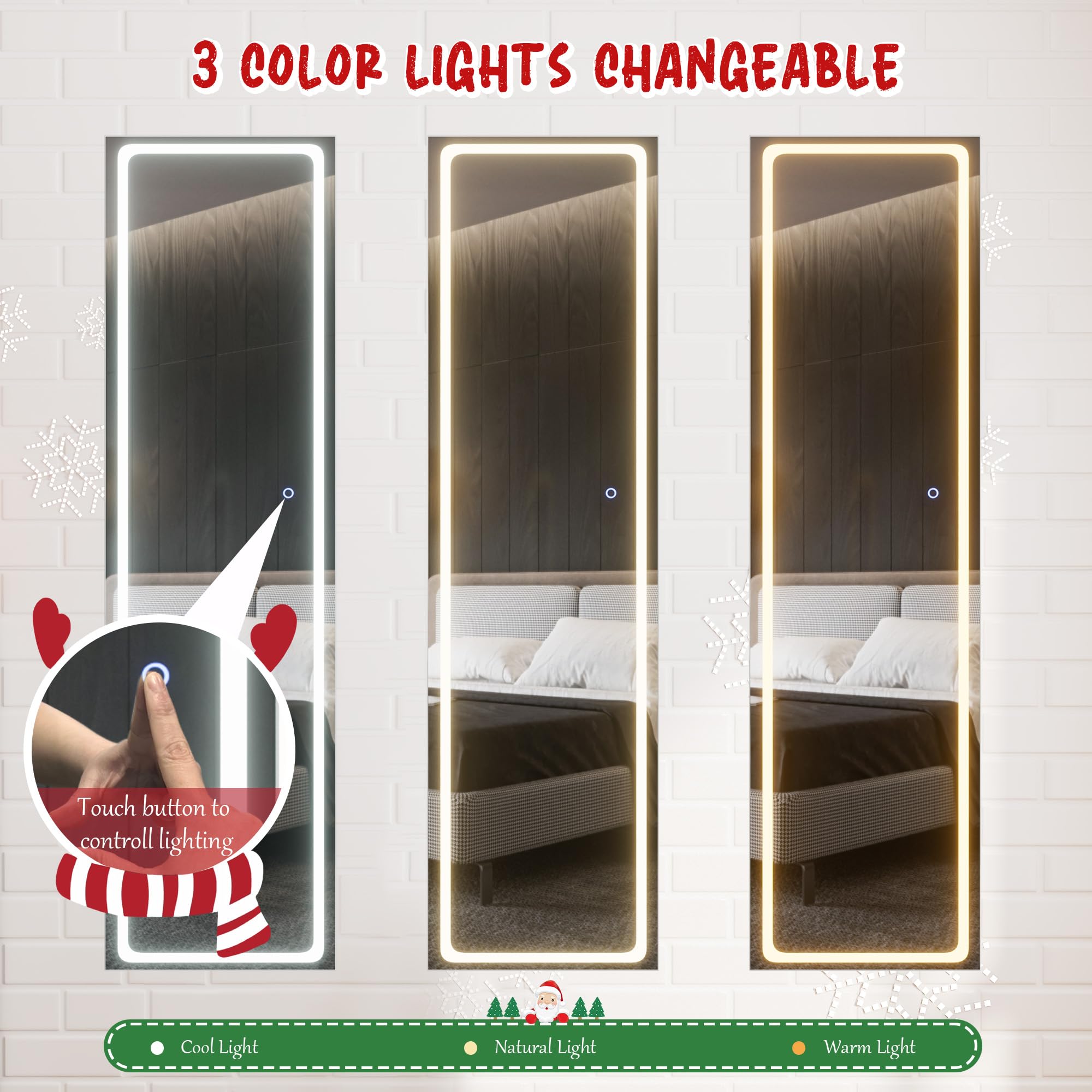 NUNU LAB LED Mirror Jewelry Cabinet Standing - Full Length Adjustable LED Lighted Jewelry Armoire with 360° Swivel, Lockable Storage Organizer (White) | Perfect for Bedroom Vanity, Dressing Room & Closet Organization