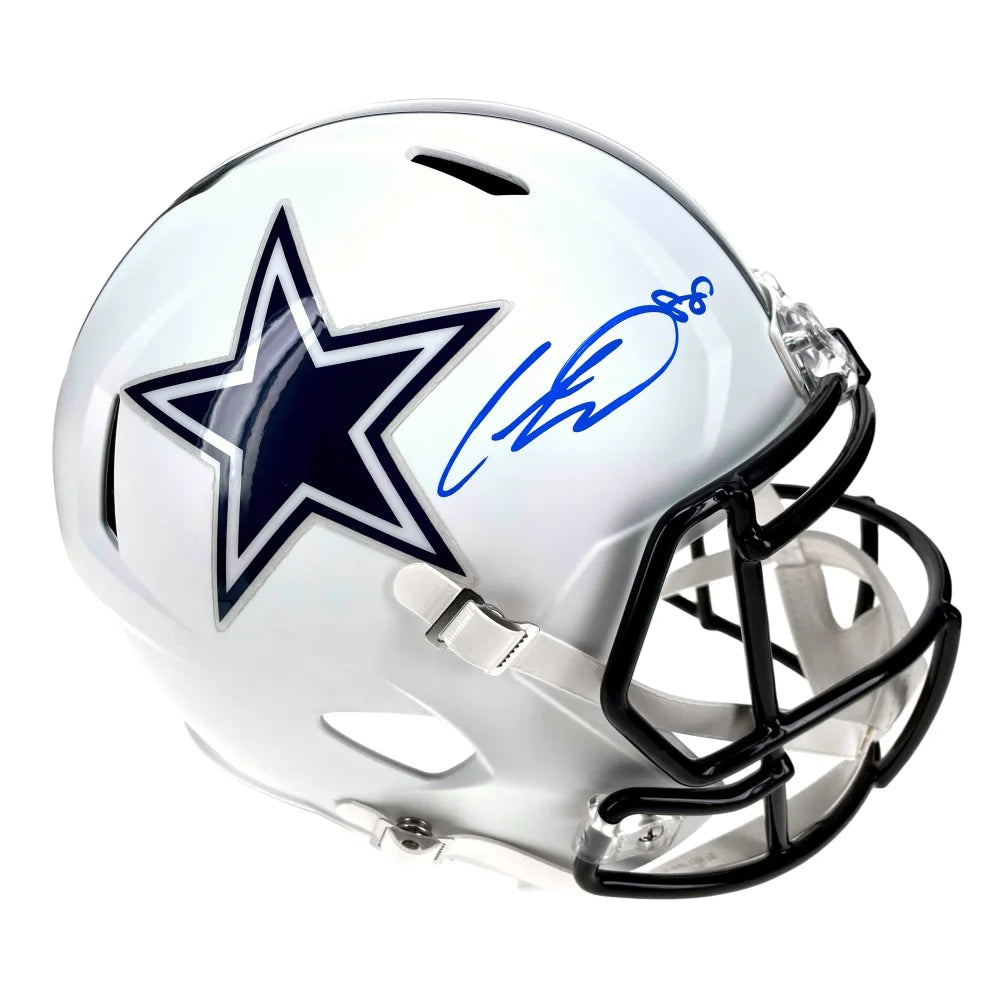 Authentic Ceedee Lamb Autographed Dallas Cowboys Full-Size White Matte Helmet with COA - Perfect for NFL Collectors, Sports Memorabilia Displays & Cowboys Fan Gifts