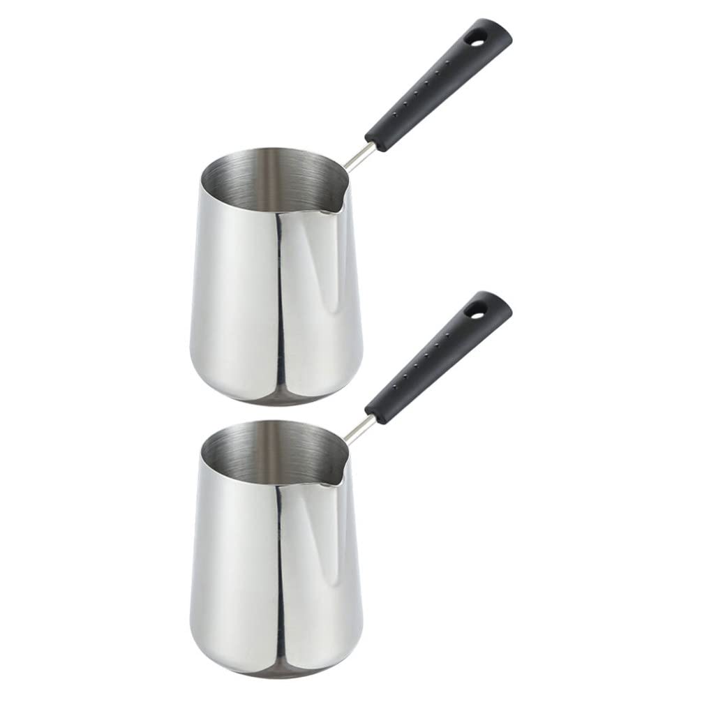 Hemoton 2-Piece Decorative Milk Pot Candle Warmer Set - Cream Cheese Container, Milk Steaming Jug, Induction-Compatible Melting Pot for Coffee, Tea & Cooking | Perfect for Home Kitchen, DIY Candles & Hot Beverage Preparation