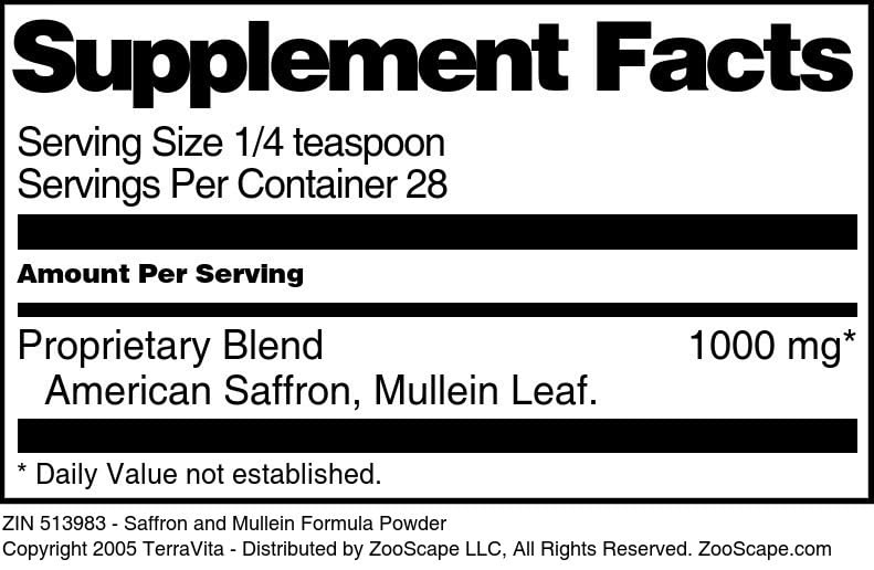 Premium Saffron & Mullein Herbal Powder - 1 oz (ZIN: 513983) | Immune Support Supplement for Tea, Smoothies & Wellness Recipes