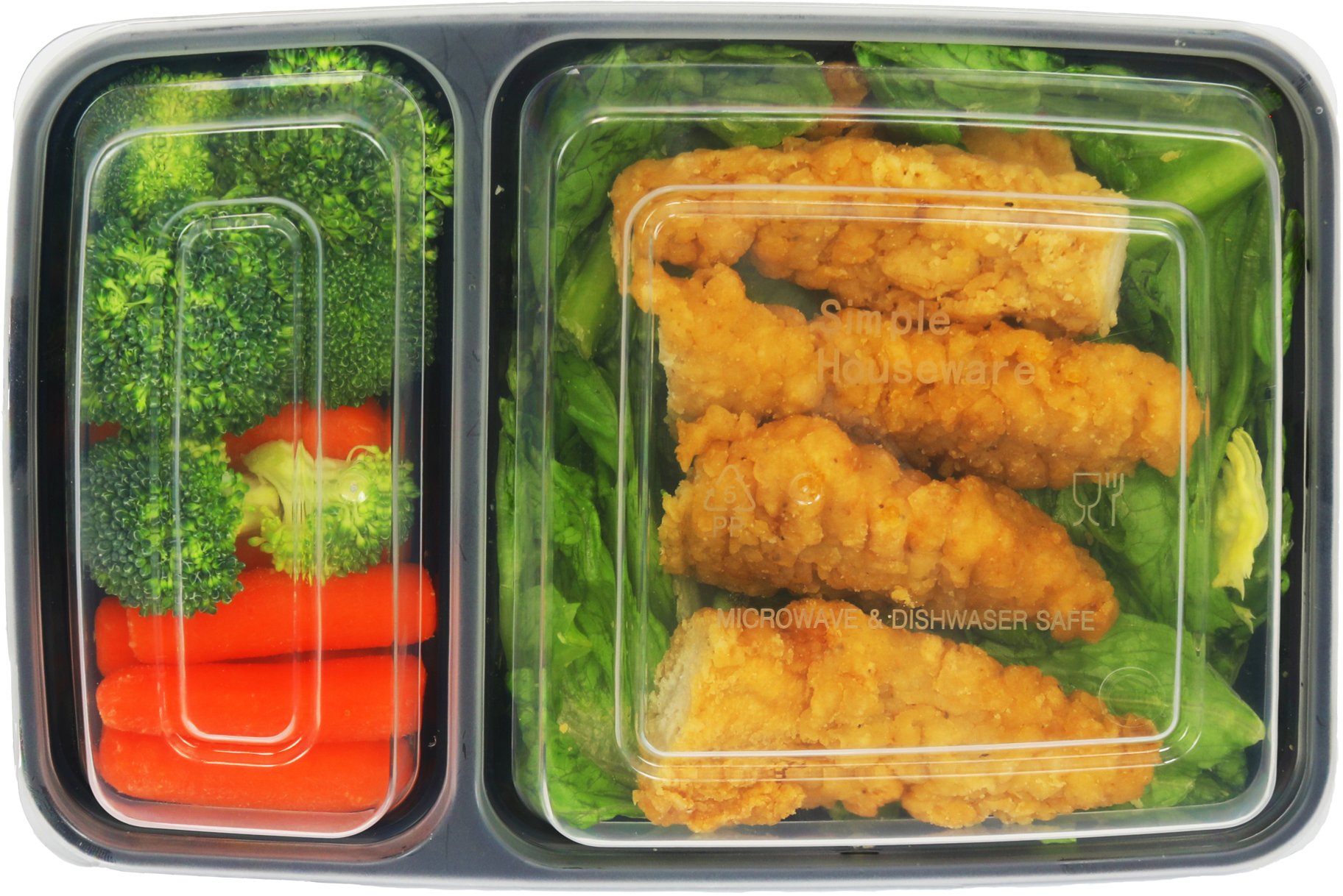 16-Pack SimpleHouseware 2-Compartment BPA-Free Food Storage Containers - 28oz Meal Prep Containers with Lids for Lunch, Leftovers & Portion Control | Stackable, Microwave & Dishwasher Safe