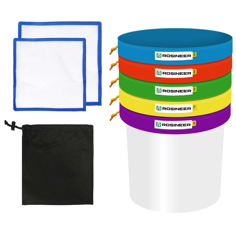 Premium Rosineer Ice Bubble Hash Extraction Filter Bags Set - 5 Gallon Micron Mesh Bags for Cannabis Concentrates (25-220 Micron) - Perfect for DIY Rosin, Hash & Kief Production at Home