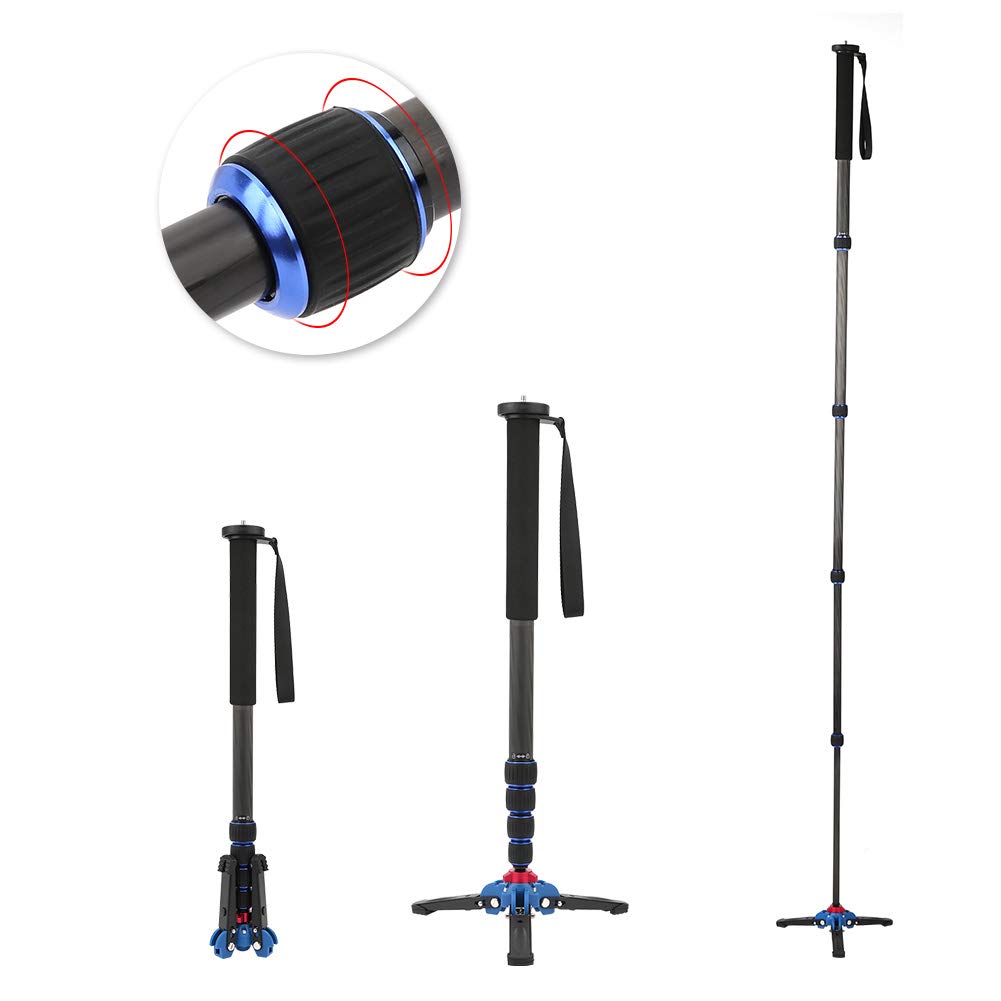 Carbon Fiber Monopod with Feet - 5-Section Telescopic Camera Monopod Tripod for DSLR, Includes Storage Bag & Hex Wrench - Perfect for Travel, Sports Photography & Outdoor Shooting