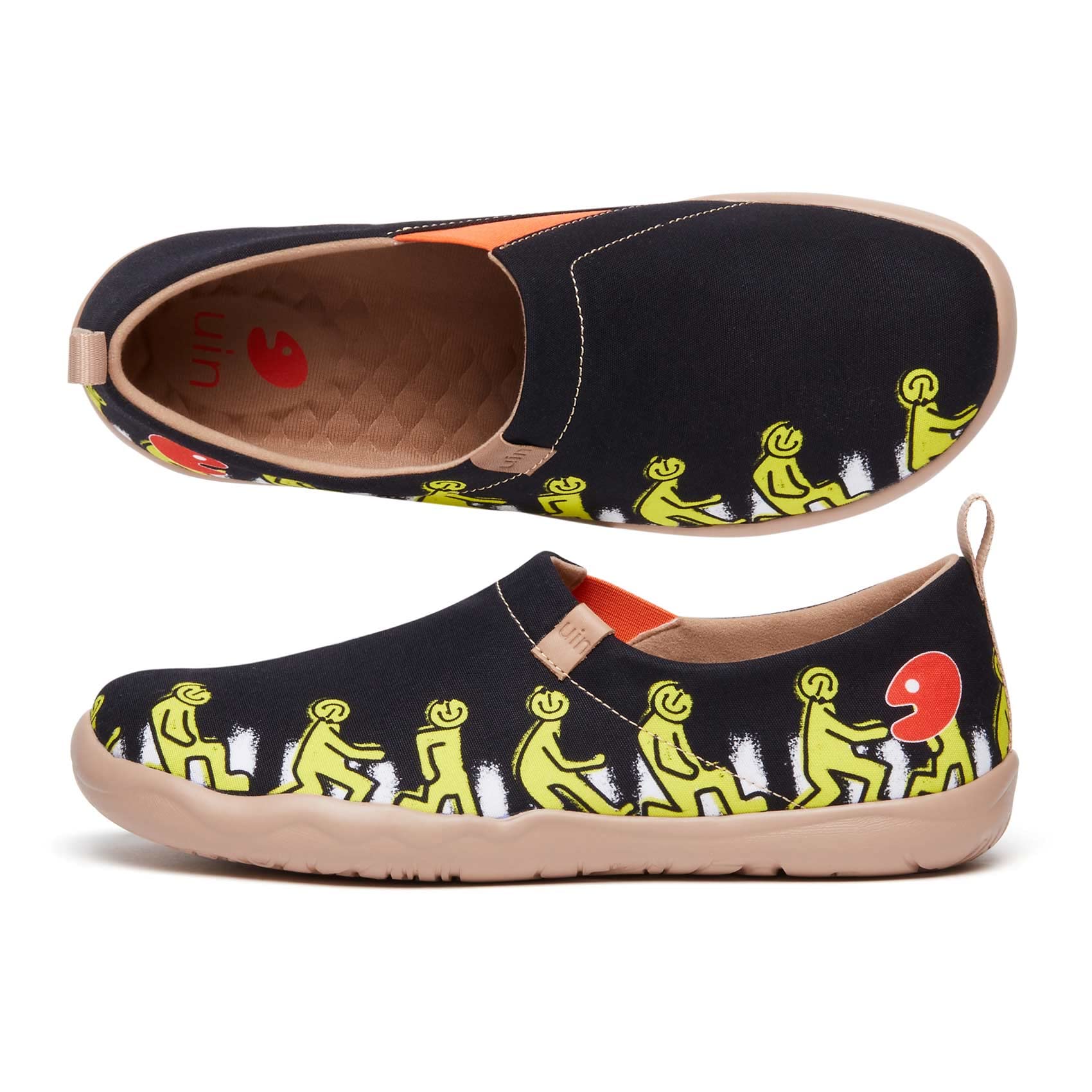 UIN Men's Slip On Canvas Sneakers - Lightweight Comfortable Walking Shoes for Travel & Casual Wear - Breathable Art Painted Loafers - Perfect for Daily Commute, Weekend Outings & Beach Vacations