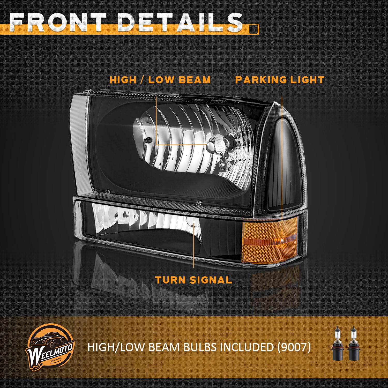 Ford Super Duty F250 F350 Headlight Assembly with Bulbs for 99-04 Models - Perfect for Night Driving & Off-Road Use