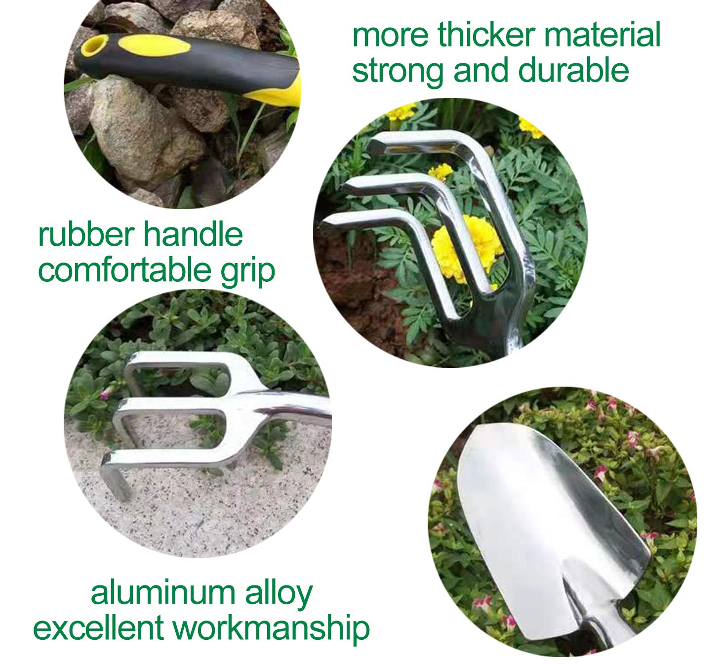 Premium 3-Piece Garden Tool Set - Aluminum Alloy Hand Trowel, Transplanting Trowel & Cultivator for Digging, Planting & Weeding | Durable Gardening Supplies with Ergonomic Handle (Yellow) | Ideal for Home Gardens, Flower Beds & Container Planting