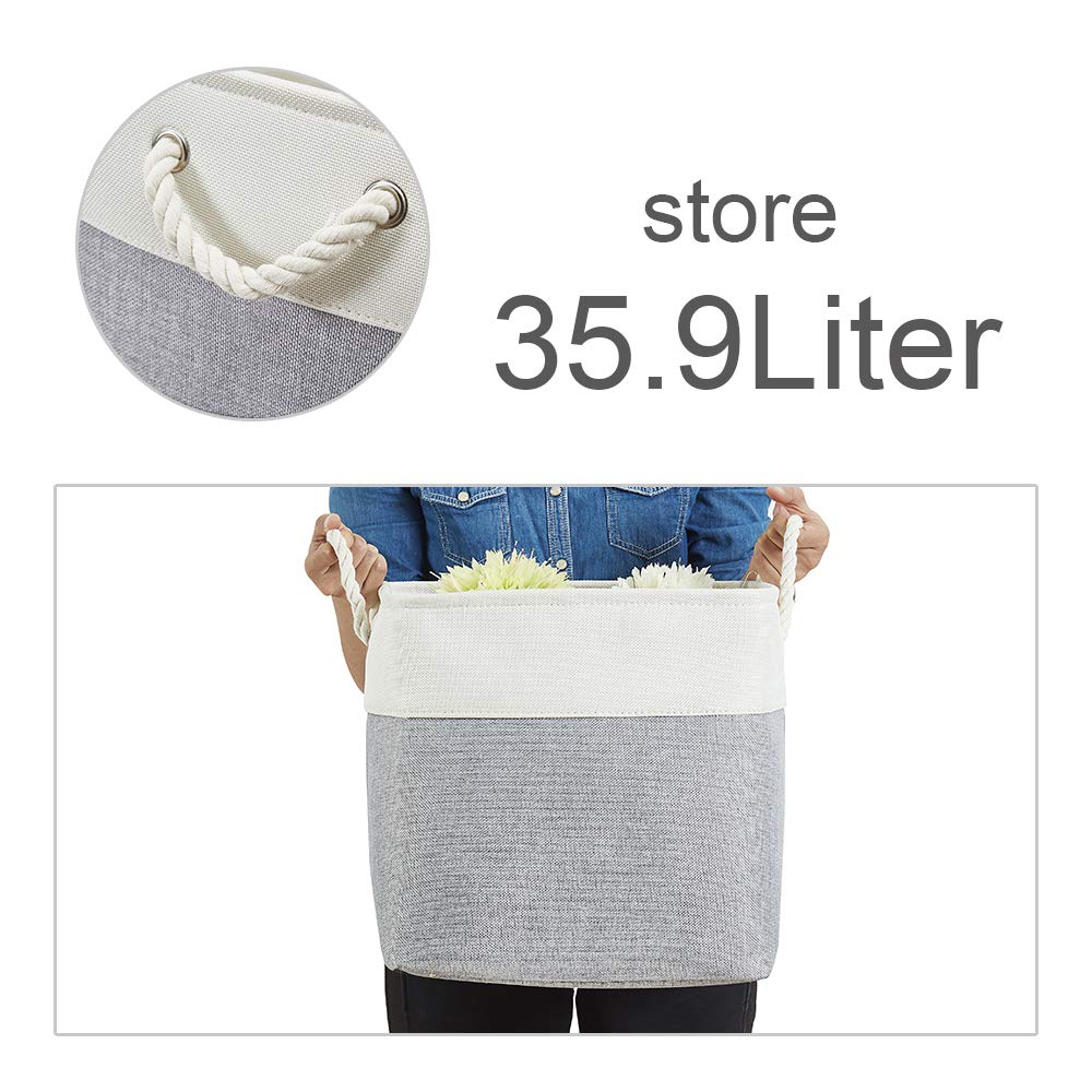 DECOMOMO 13 x 13 Inch Cube Storage Bins - 3 Pack Fabric Organizer Bins for Closet, Shelves & Toy Storage | Grey & White Collapsible Storage Cubes for Home, Office & Kids Room Organization