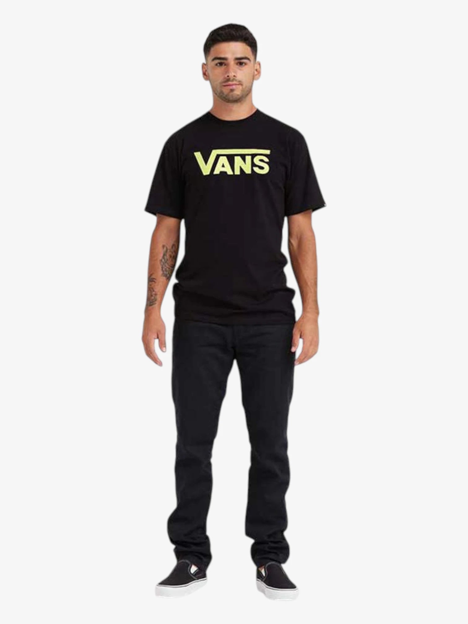 Vans Classic Logo Black & Yellow T-Shirt - Men's Casual Short Sleeve Tee for Streetwear, Skateboarding & Everyday Outfits