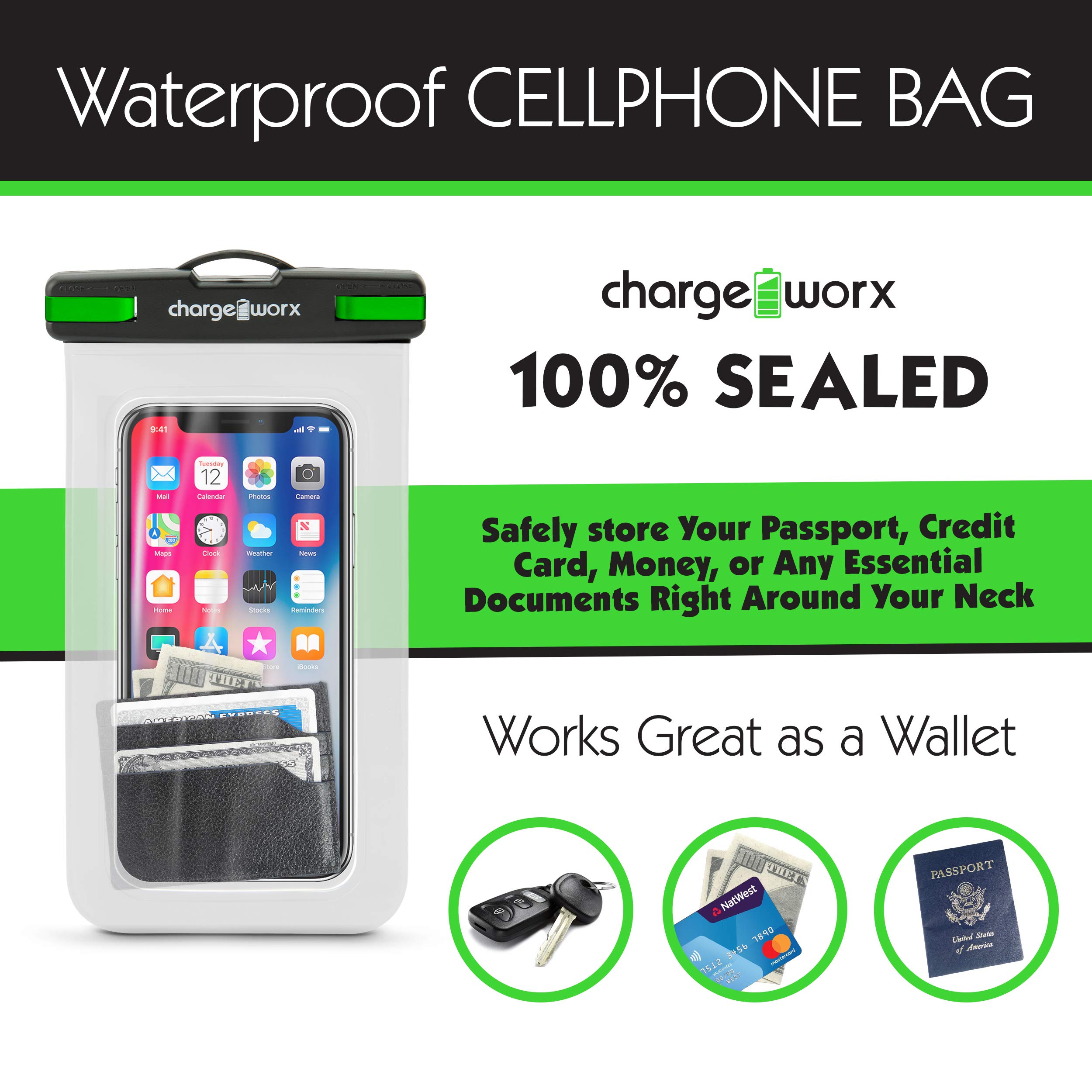 2-Pack Clear Waterproof Phone Pouch for iPhone 16/15/14/13 Series & Samsung Galaxy S24/S23/S23 FE/A15 - IPX8 Waterproof Phone Case for Swimming, Beach, Rain & Outdoor Activities