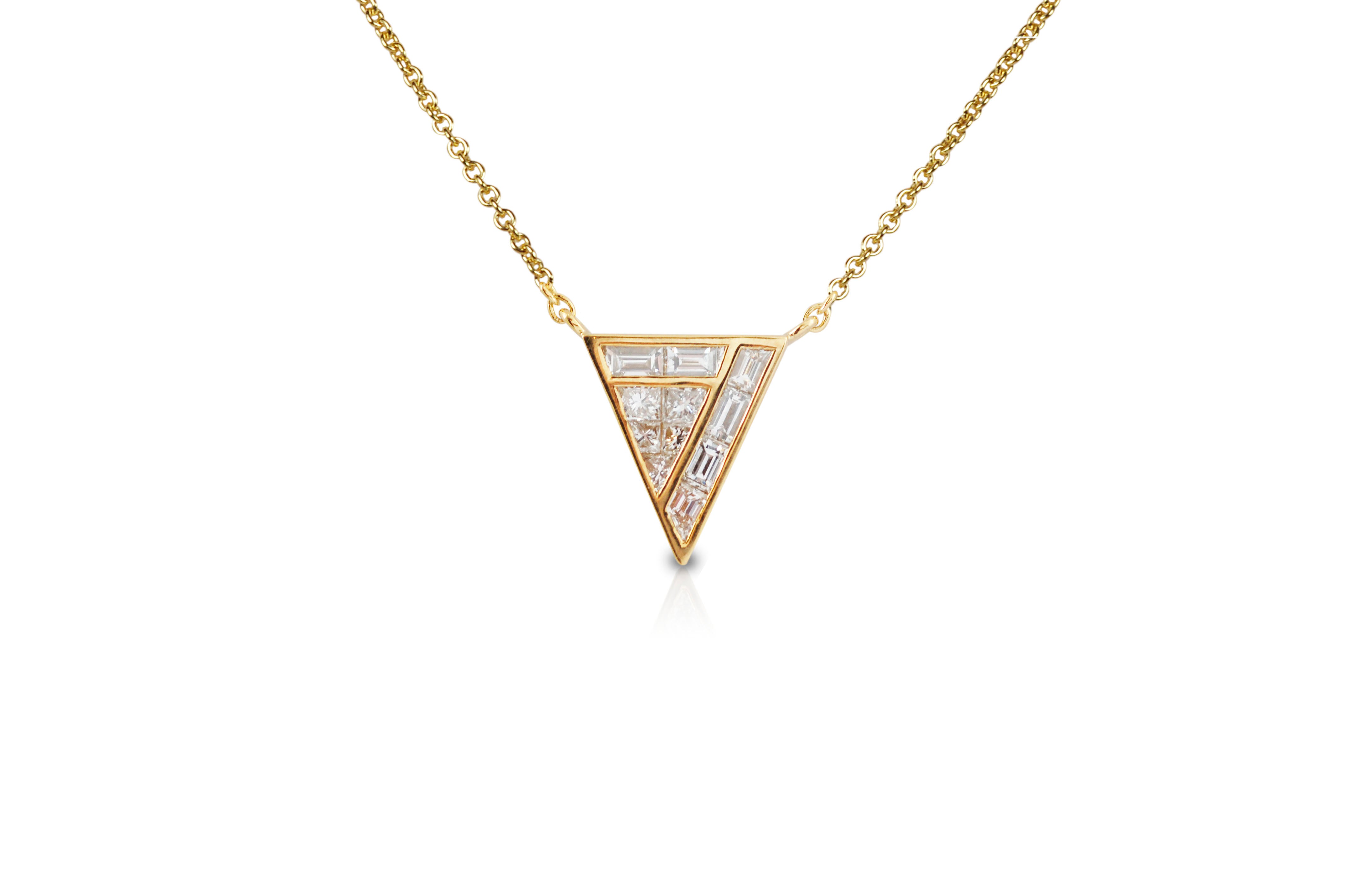 GeoArt Back to Basics Trillion Puzzle Diamond Necklace - Elegant Geometric Jewelry for Women, Perfect Gift for Anniversary, Valentine's Day & Special Occasions