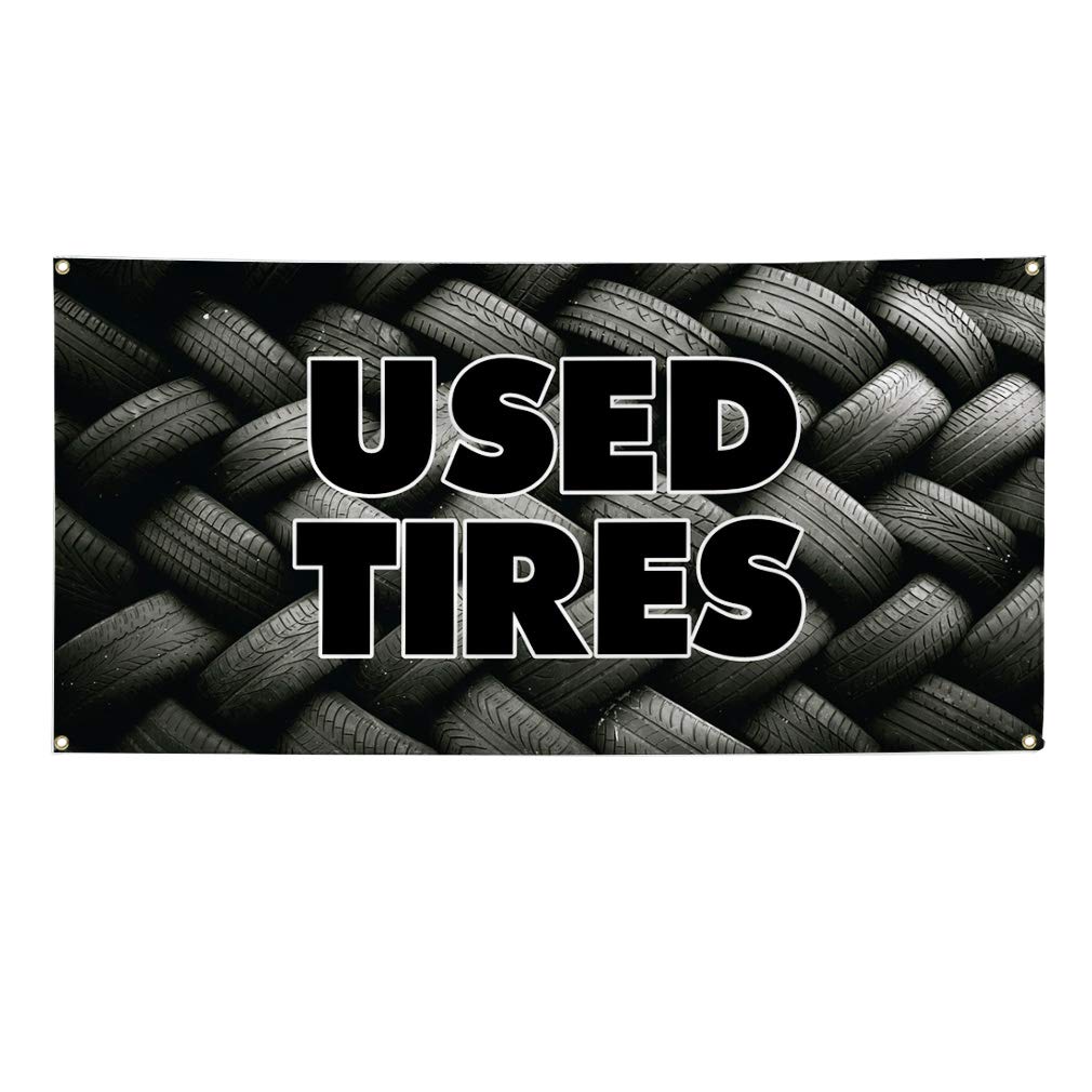 Vinyl Banner - 60x144 Inches with 10 Grommets - Heavy Duty Weatherproof Outdoor Advertising Sign for Automotive, Industrial & Yard Use - Multiple Sizes Available (Grey) - Perfect for Tire Shops, Car Dealerships & Construction Site Signage