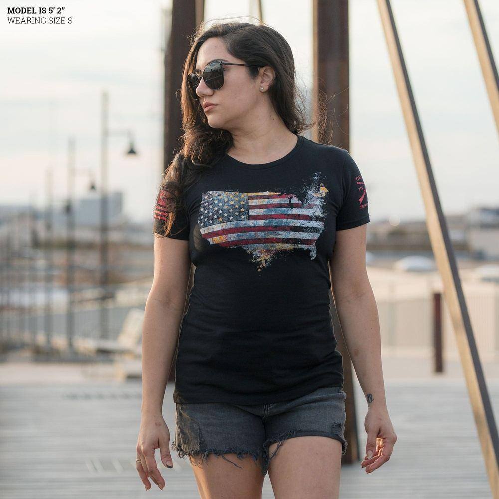 Women's Red Blood Nation Slim Fit T-Shirt - Black | Trendy Graphic Tee for Casual Wear & Street Style
