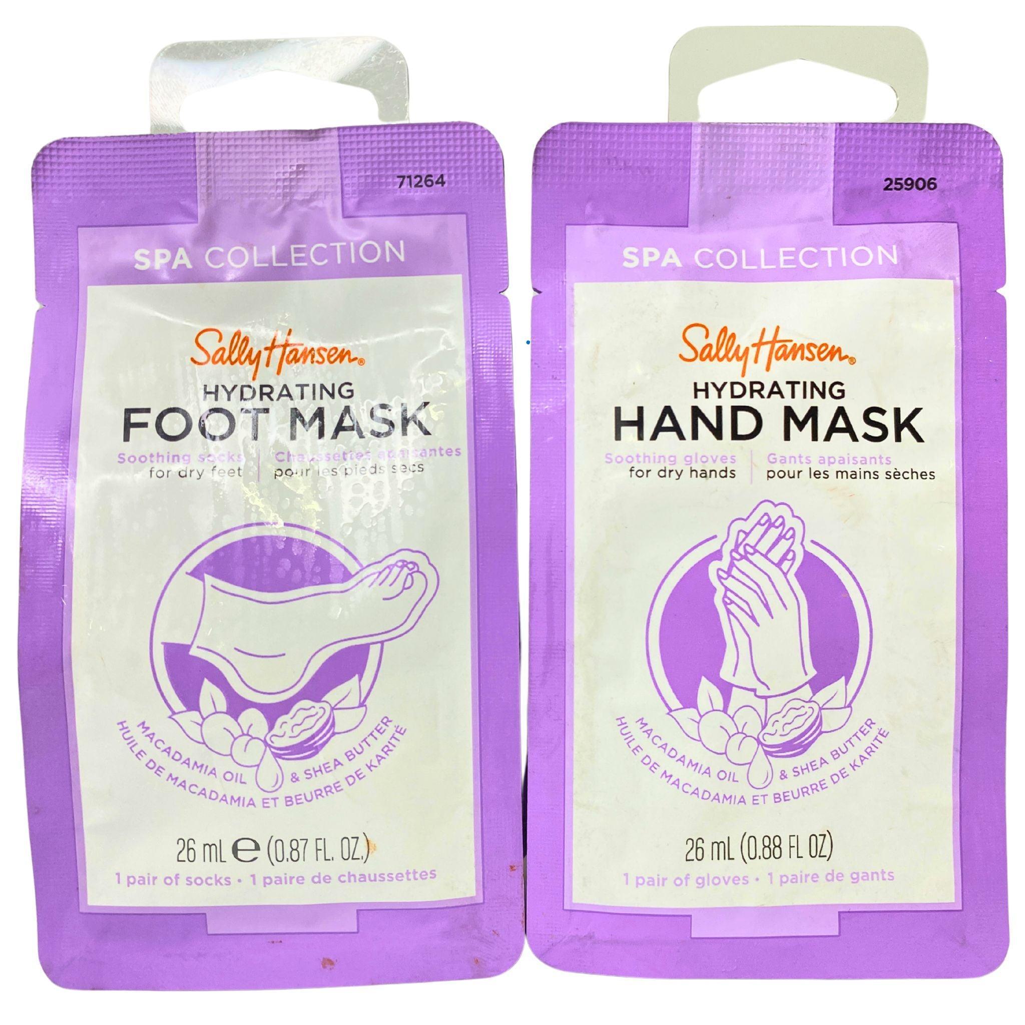 Sally Hansen Hydrating Foot & Hand Mask Spa Set with Macadamia Oil & Shea Butter - 26mL x 55 Pcs - Moisturizing Treatment for Dry Cracked Skin - Perfect for Home Spa Day & Self Care Routine