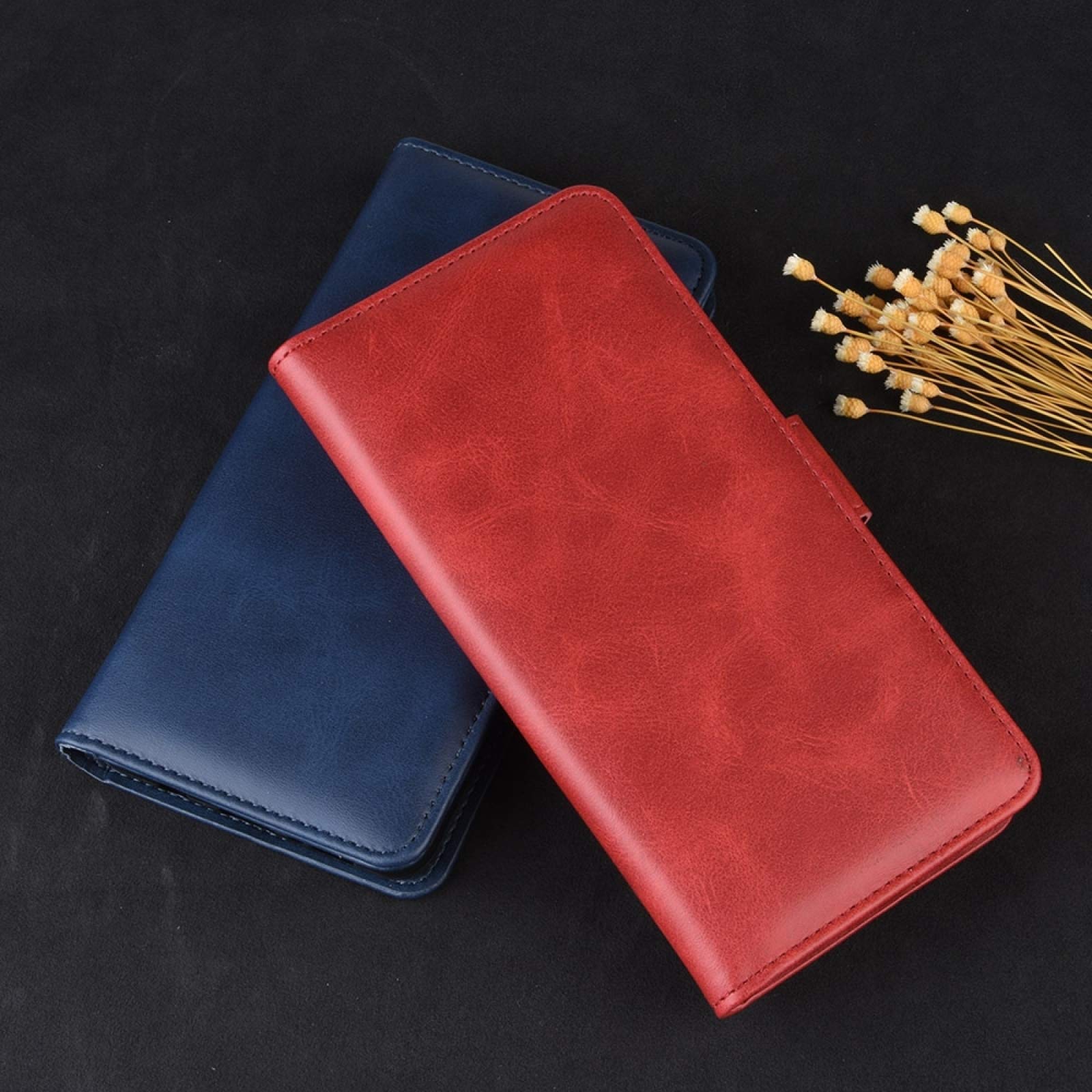 Oppo A7 / AX7 Leather Phone Case with Card Holder & Wallet Function - Double Buckle Business Holster Cover (Brown) | Perfect for Work, Travel & Daily Use