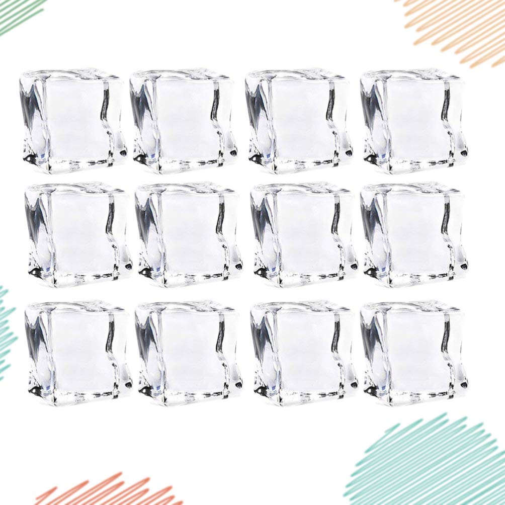 HEALLILY 48pcs Acrylic Fake Ice Cubes - 30mm Realistic Decorative Ice Rocks for Wedding Centerpieces, Party Decor, Vase Fillers & Table Scatter - Perfect for Cocktail Bars, Photo Props, and Themed Events