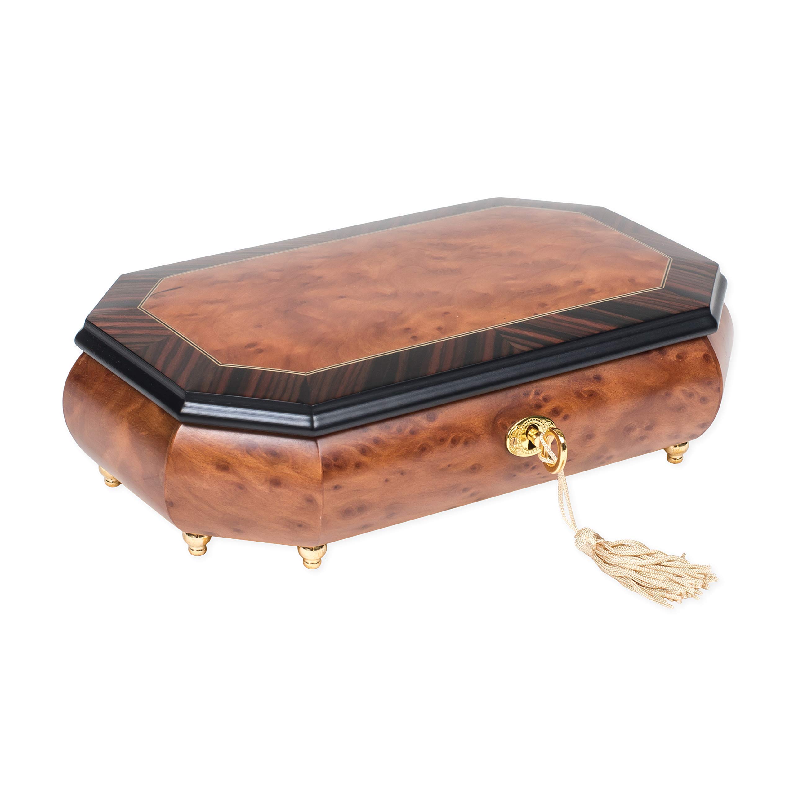 Elegant Matte Italian Inlaid Music Jewelry Box - Customizable Tune Options | Perfect for Gift Giving, Home Decor & Jewelry Storage