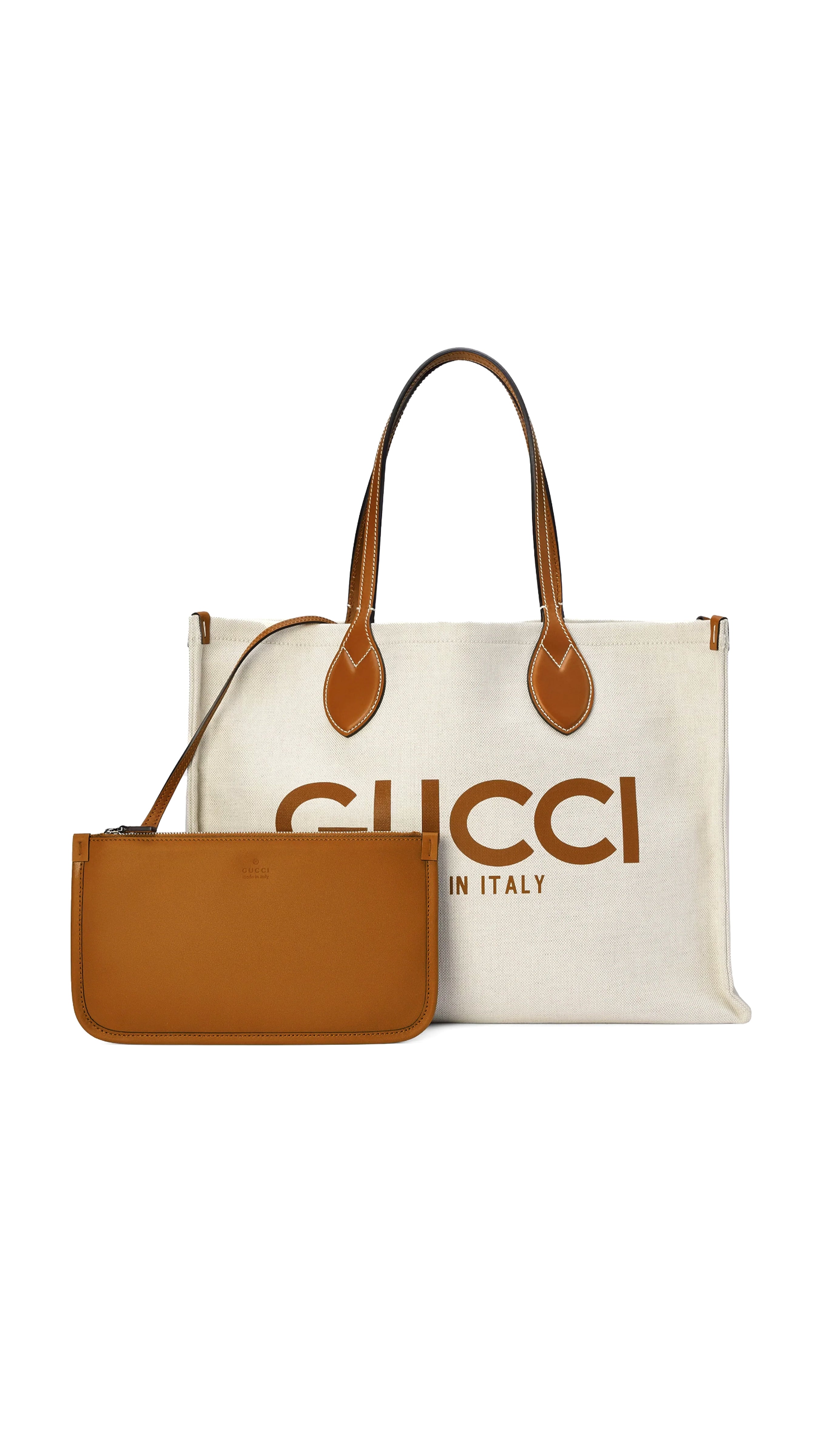 Gucci Print Tote Bag - Stylish White & Tan Shoulder Bag for Women | Perfect for Shopping, Work & Travel
