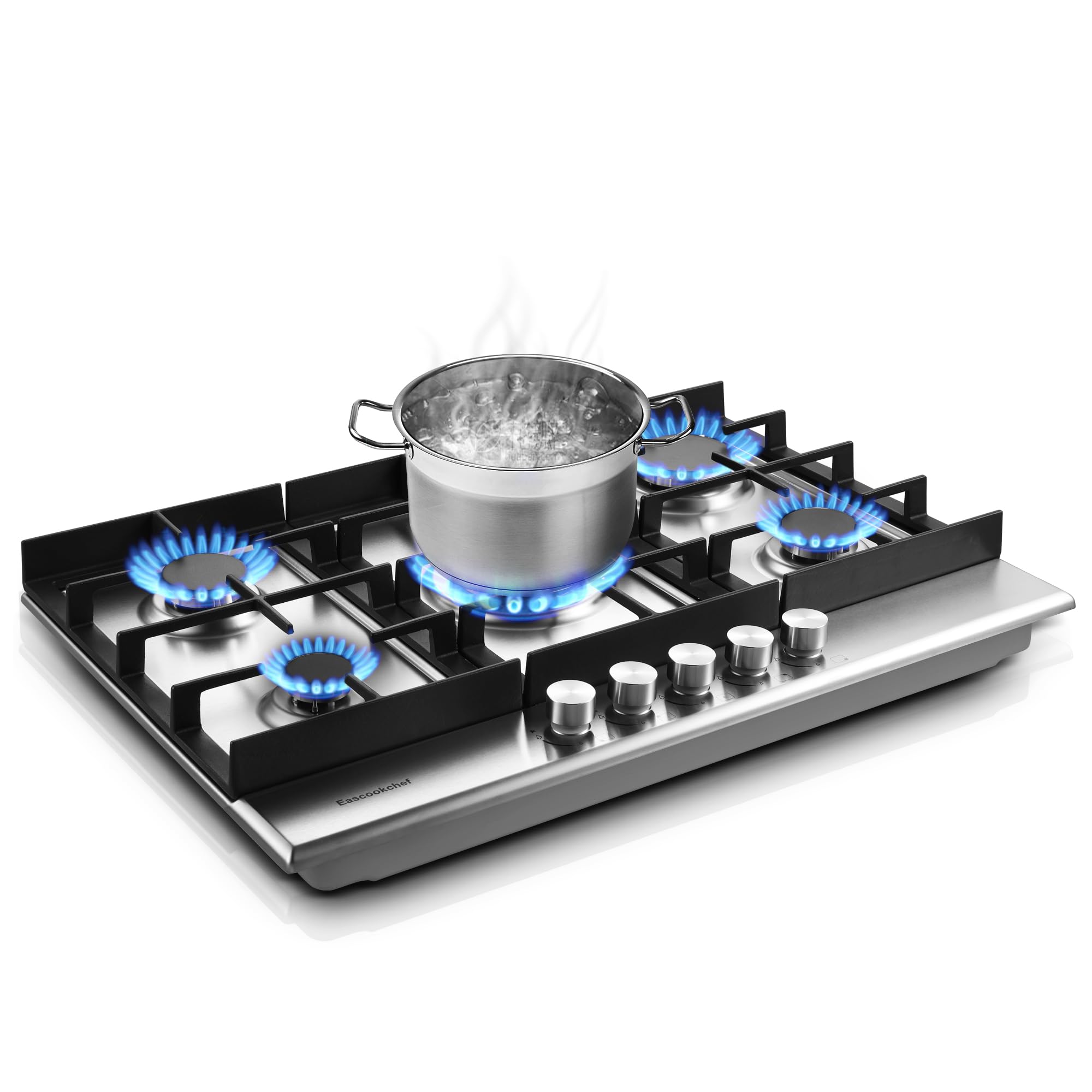 30 Inch Stainless Steel Gas Cooktop with 5 High-Efficiency Burners - Built-In NG/LPG Convertible Gas Stove for Kitchen - Thermocouple Protection - Perfect for Home Cooking, Restaurant Use & RV Kitchens