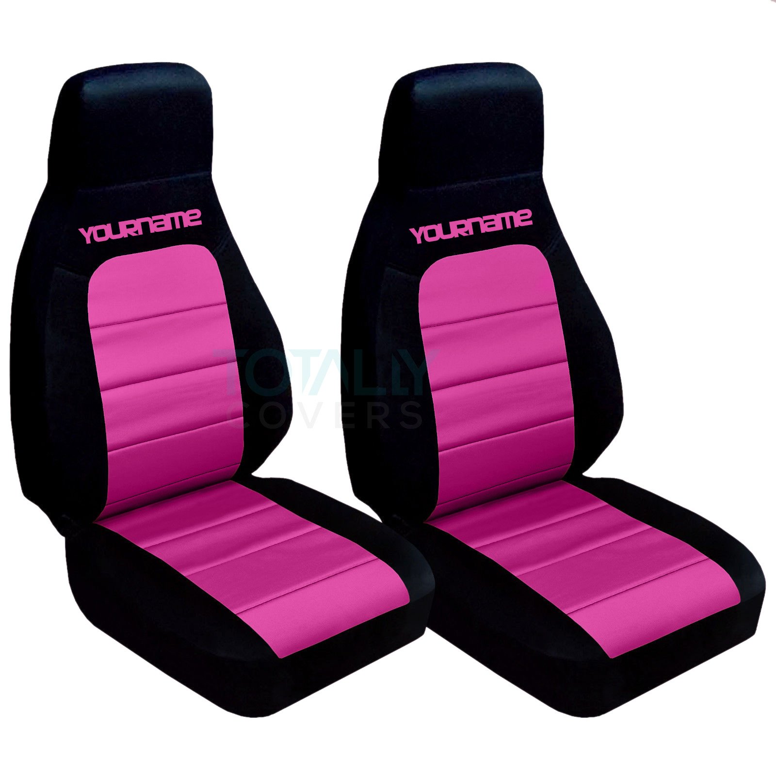 Custom 2-Tone Seat Covers for 1990-2000 Mazda MX-5 Miata - Personalized with Your Name/Text - 21 Color Options (Black & Hot Pink) - Perfect for Car Enthusiasts & Customization Lovers