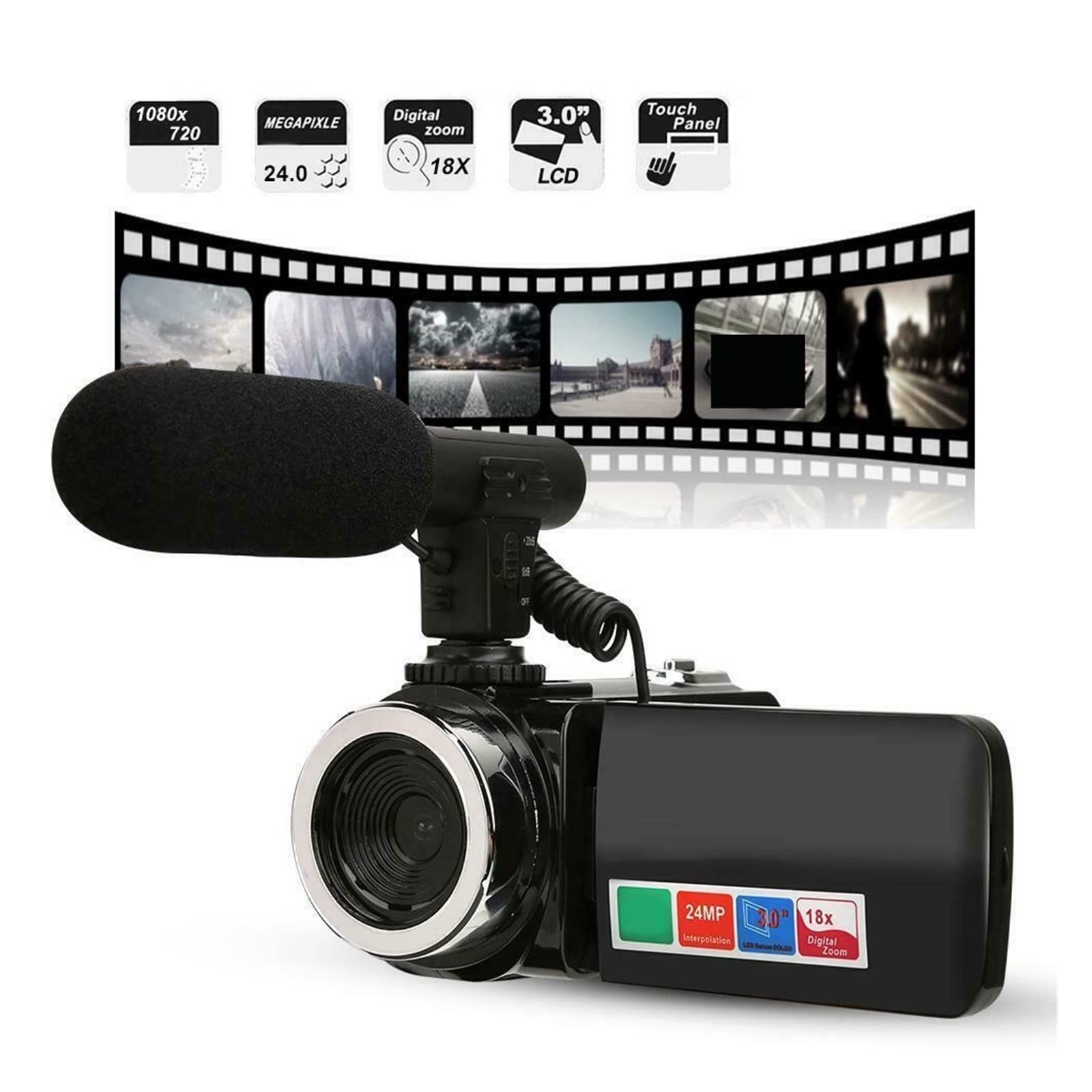 BODORME 4K HD Professional Camcorder with Night Vision, 3 Inch LCD Touch Screen, 18x Digital Zoom & Built-in Microphone - Perfect for Vlogging, Travel Filming, and Home Security Recording