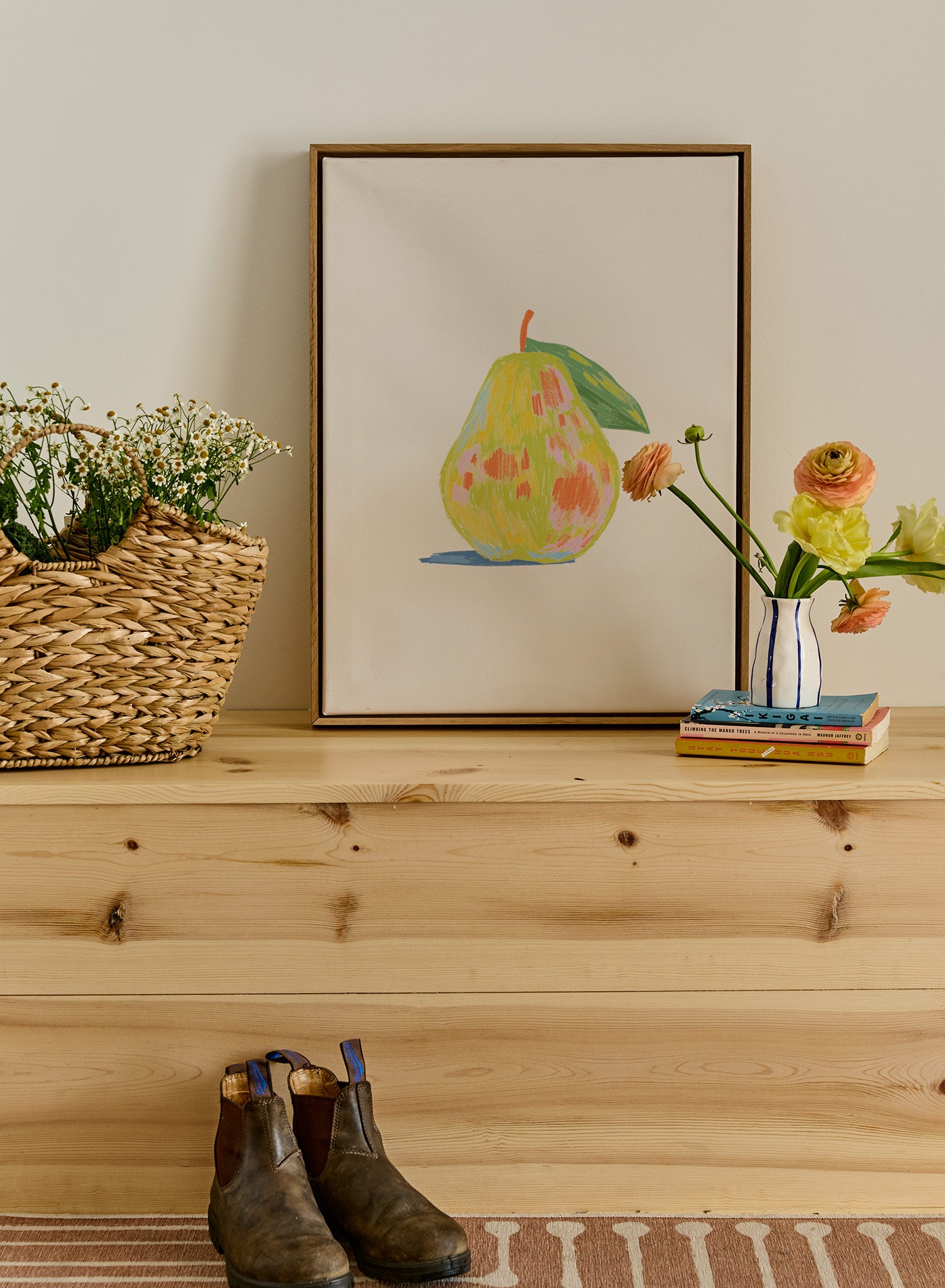 Pastel Pear Art Print - Vibrant Fruit Wall Decor for Kitchen, Dining Room & Office | Modern Home & Office Aesthetic