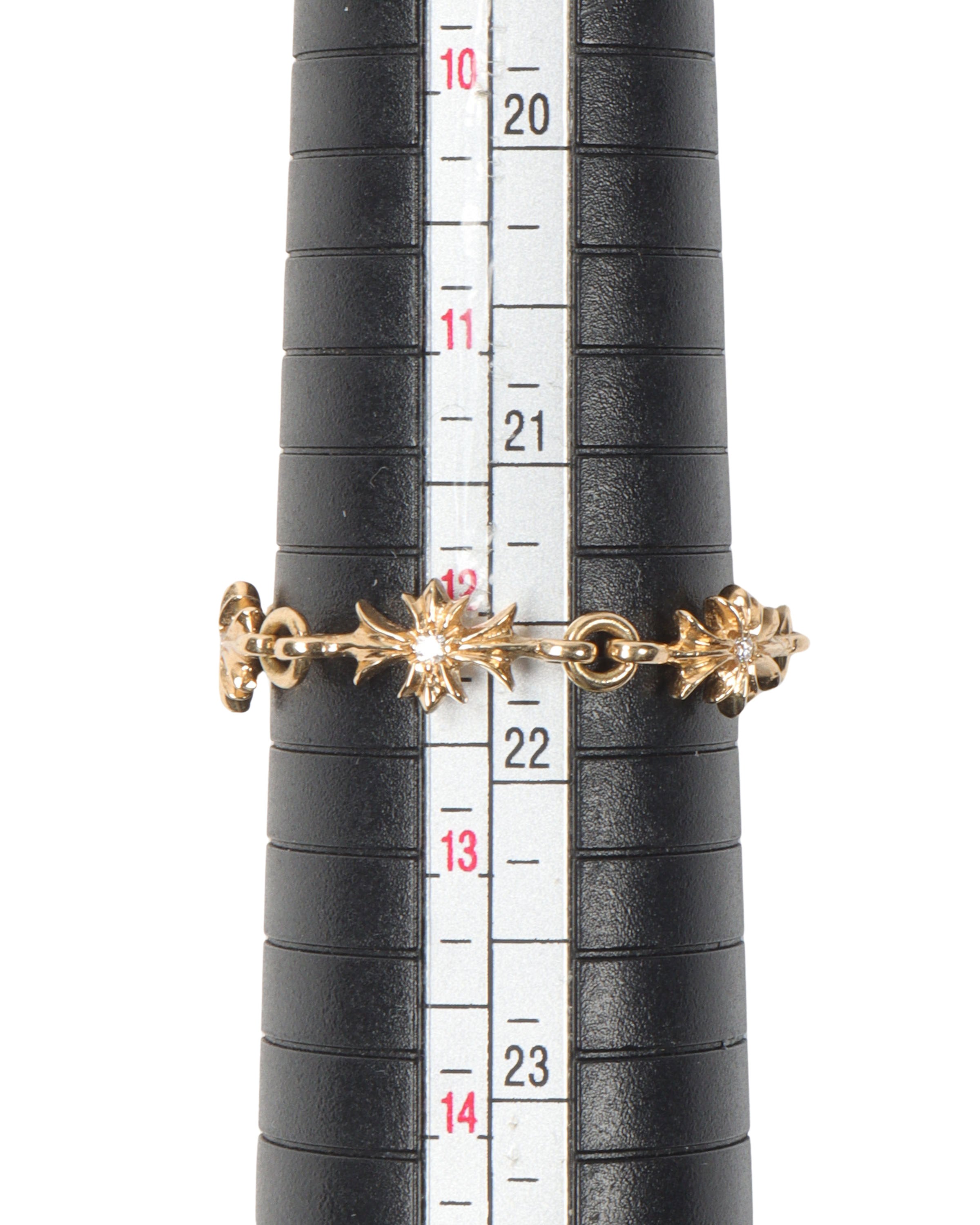 22K Gold & Diamond Tiny E Chain Ring for Women - Elegant Stackable Ring for Everyday Wear, Gift for Her, Anniversary, Wedding, or Special Occasion